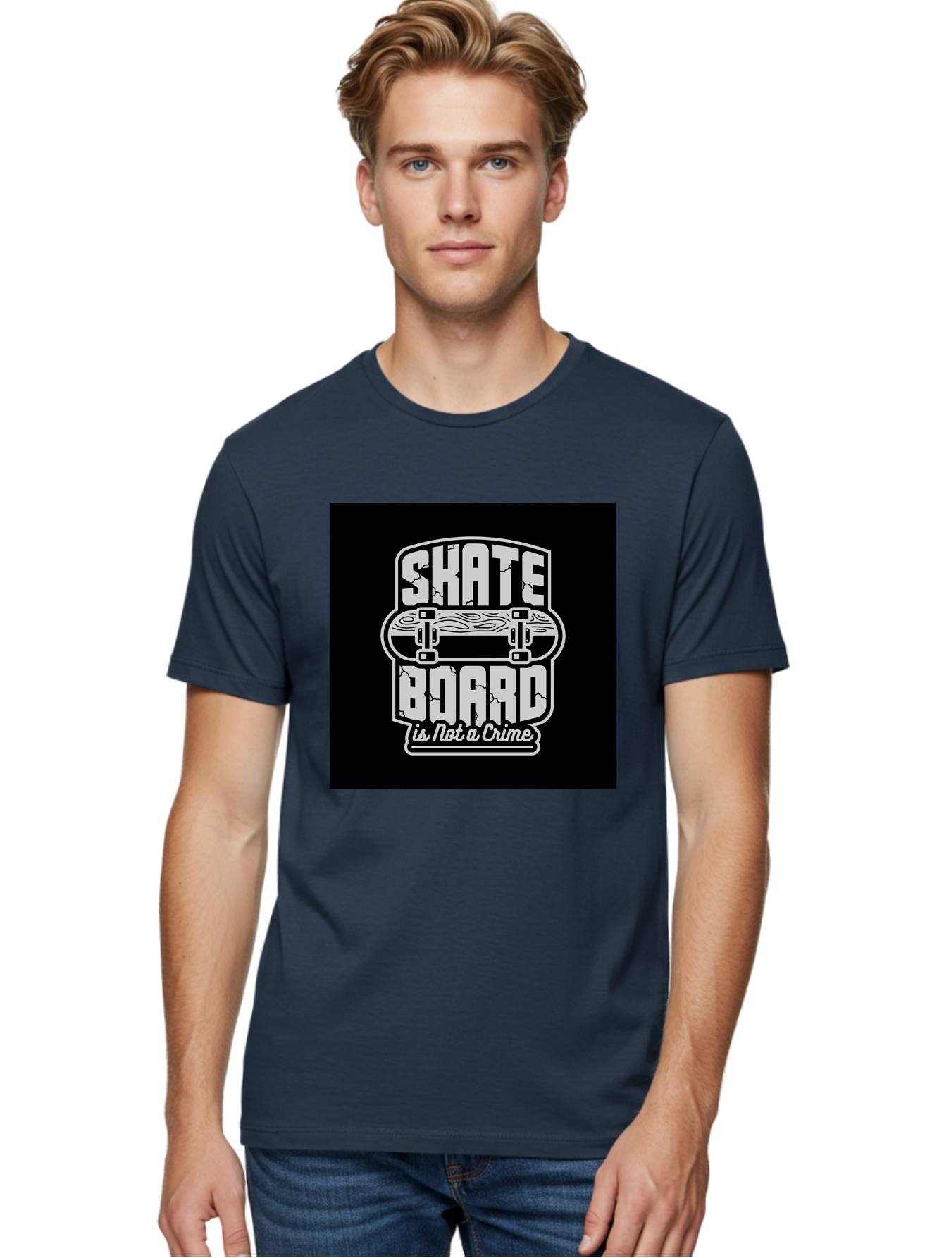 Skateboard-Is-Not-A-Crime Men'S Graphic Tee, 100% Cotton, Comfortable Casual Summer Wear, Machine Washable, Skateboard Graphic, Skate Culture, Streetwear Fashion, Rebellious Style, Bold Typography, Urban Lifestyle, Extreme Sports, Aab481 10