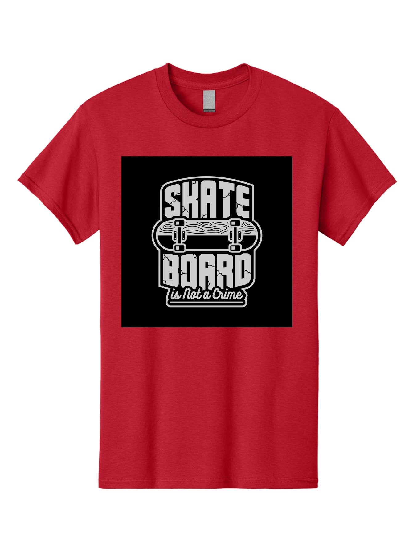Skateboard-Is-Not-A-Crime Men'S Graphic Tee, 100% Cotton, Comfortable Casual Summer Wear, Machine Washable, Skateboard Graphic, Skate Culture, Streetwear Fashion, Rebellious Style, Bold Typography, Urban Lifestyle, Extreme Sports, Aab481