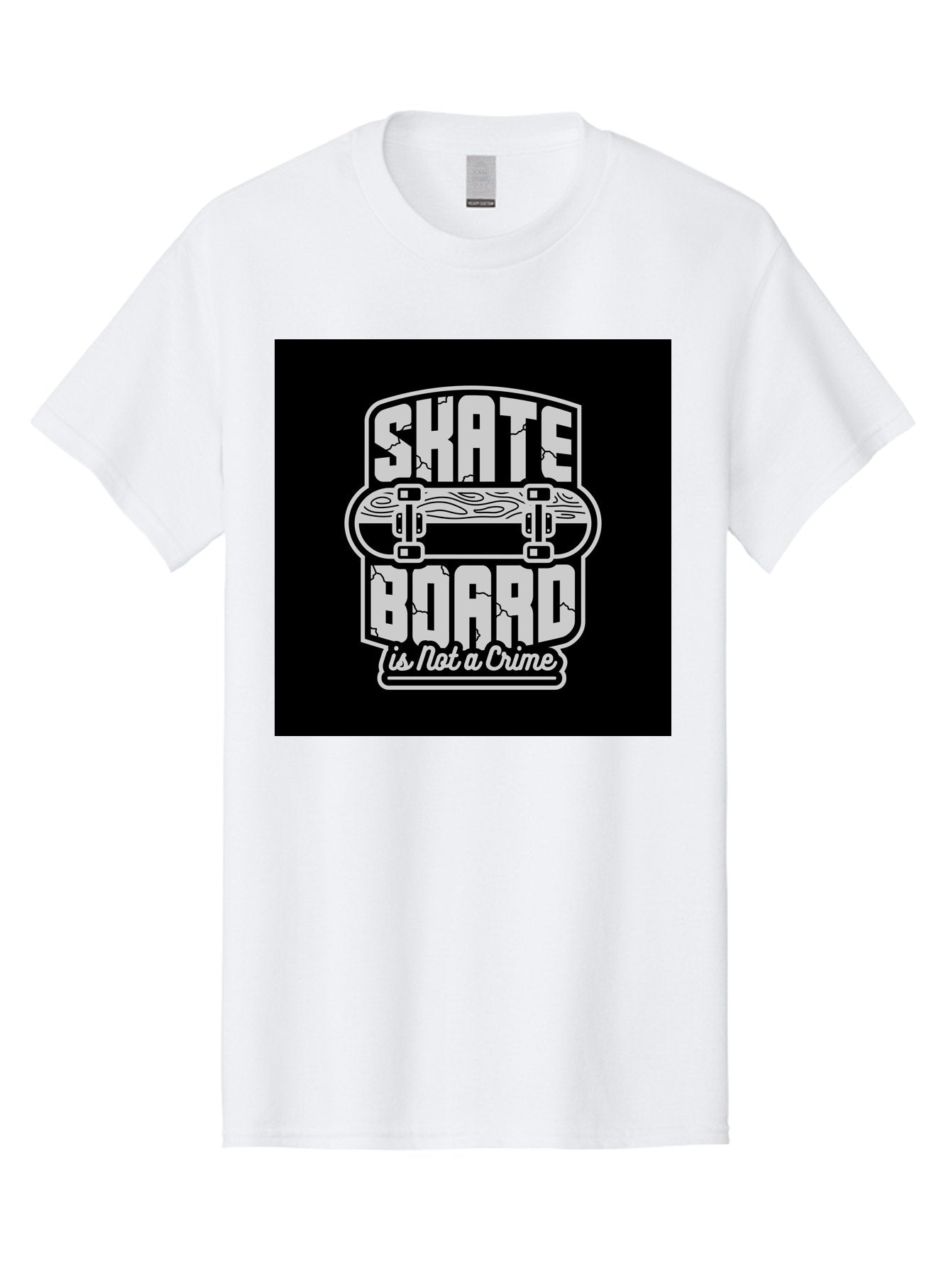 Skateboard-Is-Not-A-Crime Men'S Graphic Tee, 100% Cotton, Comfortable Casual Summer Wear, Machine Washable, Skateboard Graphic, Skate Culture, Streetwear Fashion, Rebellious Style, Bold Typography, Urban Lifestyle, Extreme Sports, Aab481 7