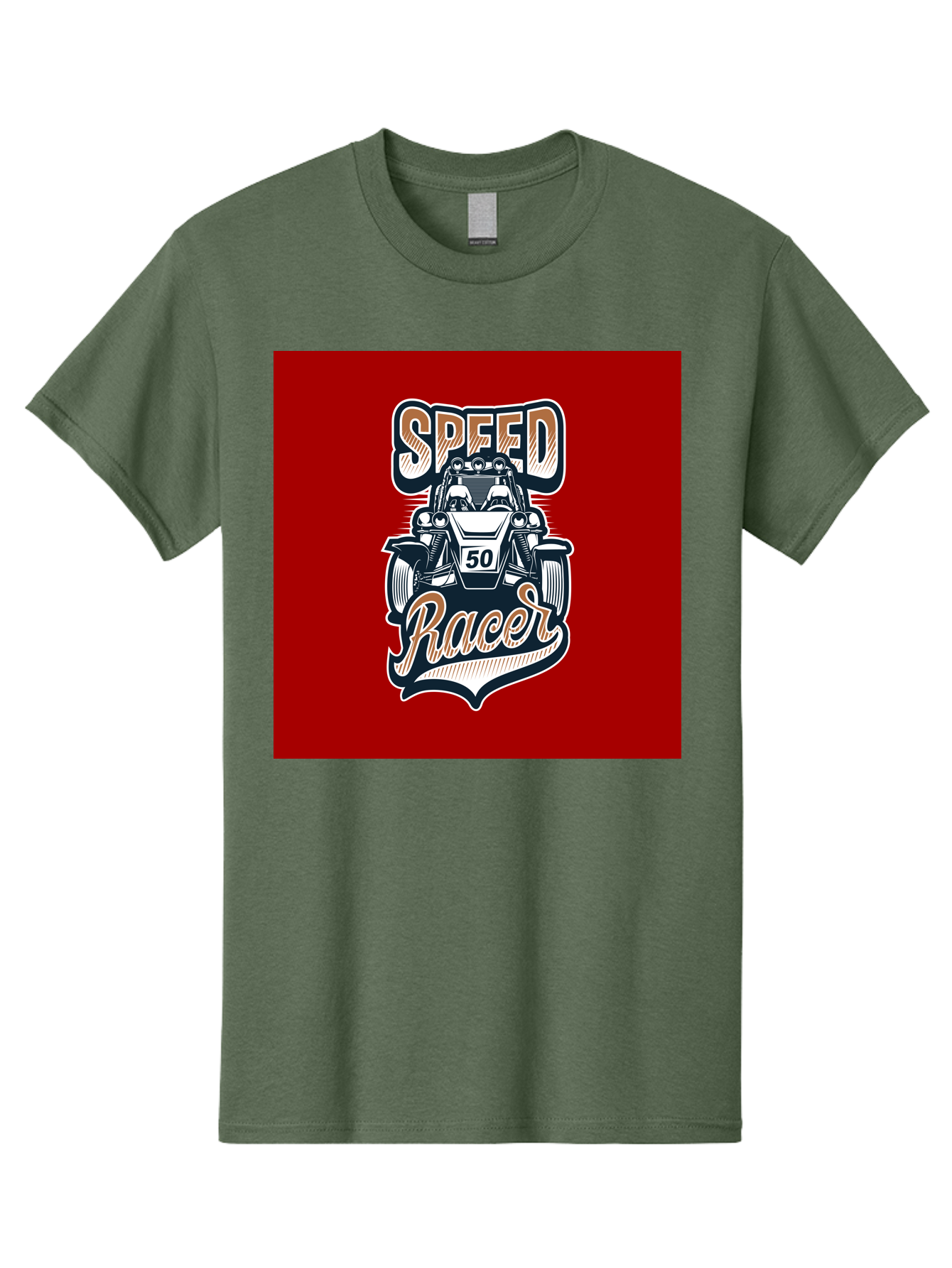 Speed-Racer Men'S Graphic Tee, 100% Cotton, Comfortable Casual Summer Wear, Machine Washable, Vintage Style Racing Car, Dune Buggy Illustration, Speed Racer Graphic, Retro Racing Art, Off-Road Vehicle, Motorsport Logo, Racing Number 50, Aab482 17