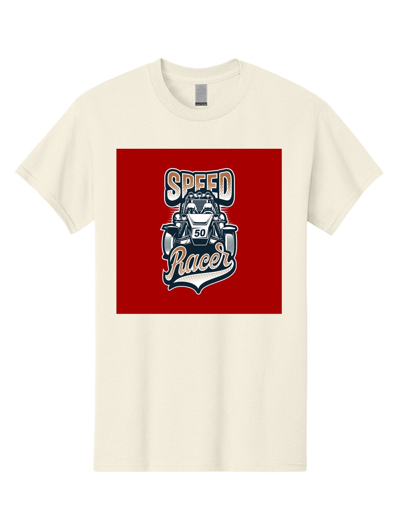 Speed-Racer Men'S Graphic Tee, 100% Cotton, Comfortable Casual Summer Wear, Machine Washable, Vintage Style Racing Car, Dune Buggy Illustration, Speed Racer Graphic, Retro Racing Art, Off-Road Vehicle, Motorsport Logo, Racing Number 50, Aab482 14