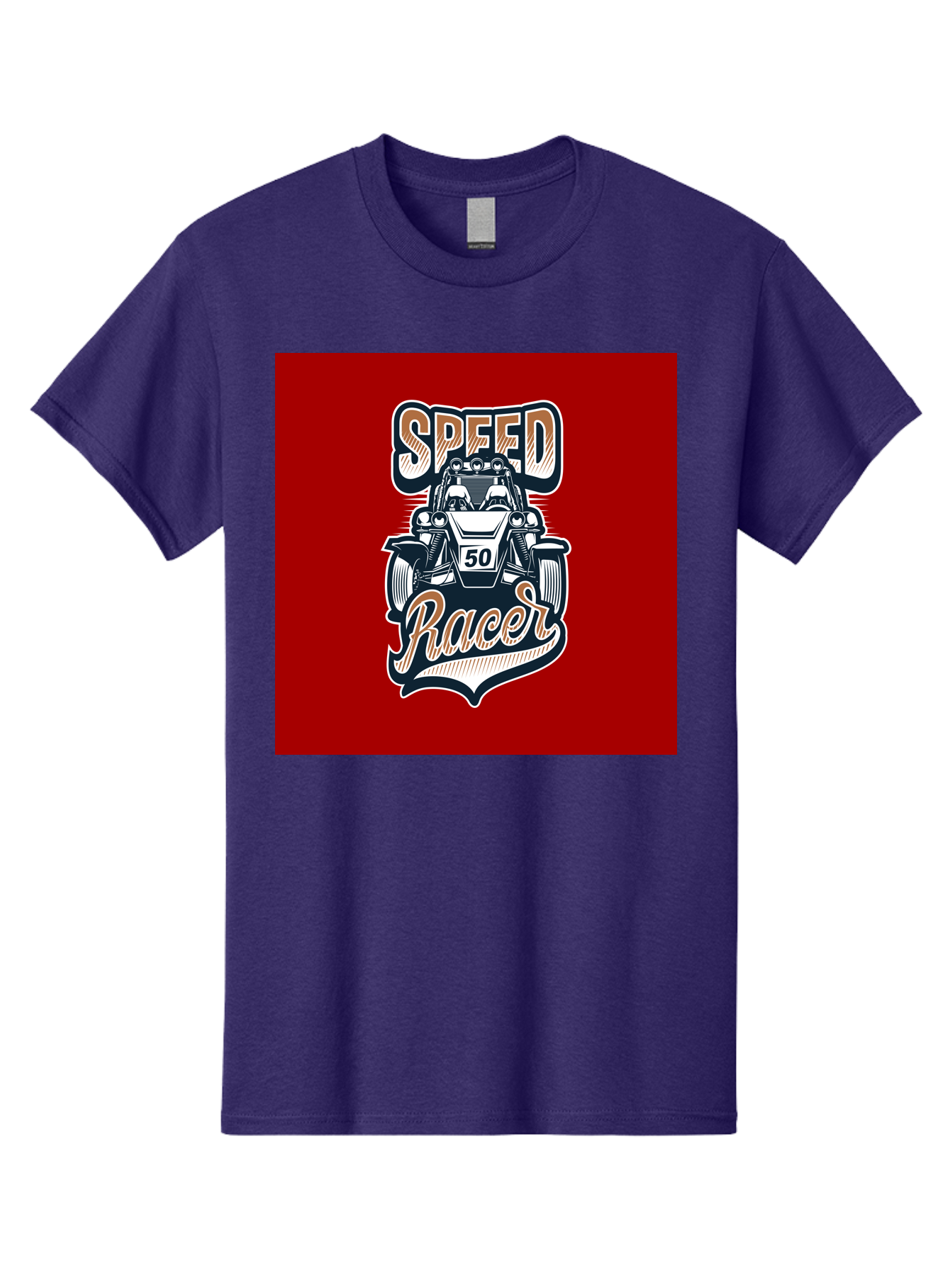 Speed-Racer Men'S Graphic Tee, 100% Cotton, Comfortable Casual Summer Wear, Machine Washable, Vintage Style Racing Car, Dune Buggy Illustration, Speed Racer Graphic, Retro Racing Art, Off-Road Vehicle, Motorsport Logo, Racing Number 50, Aab482 15