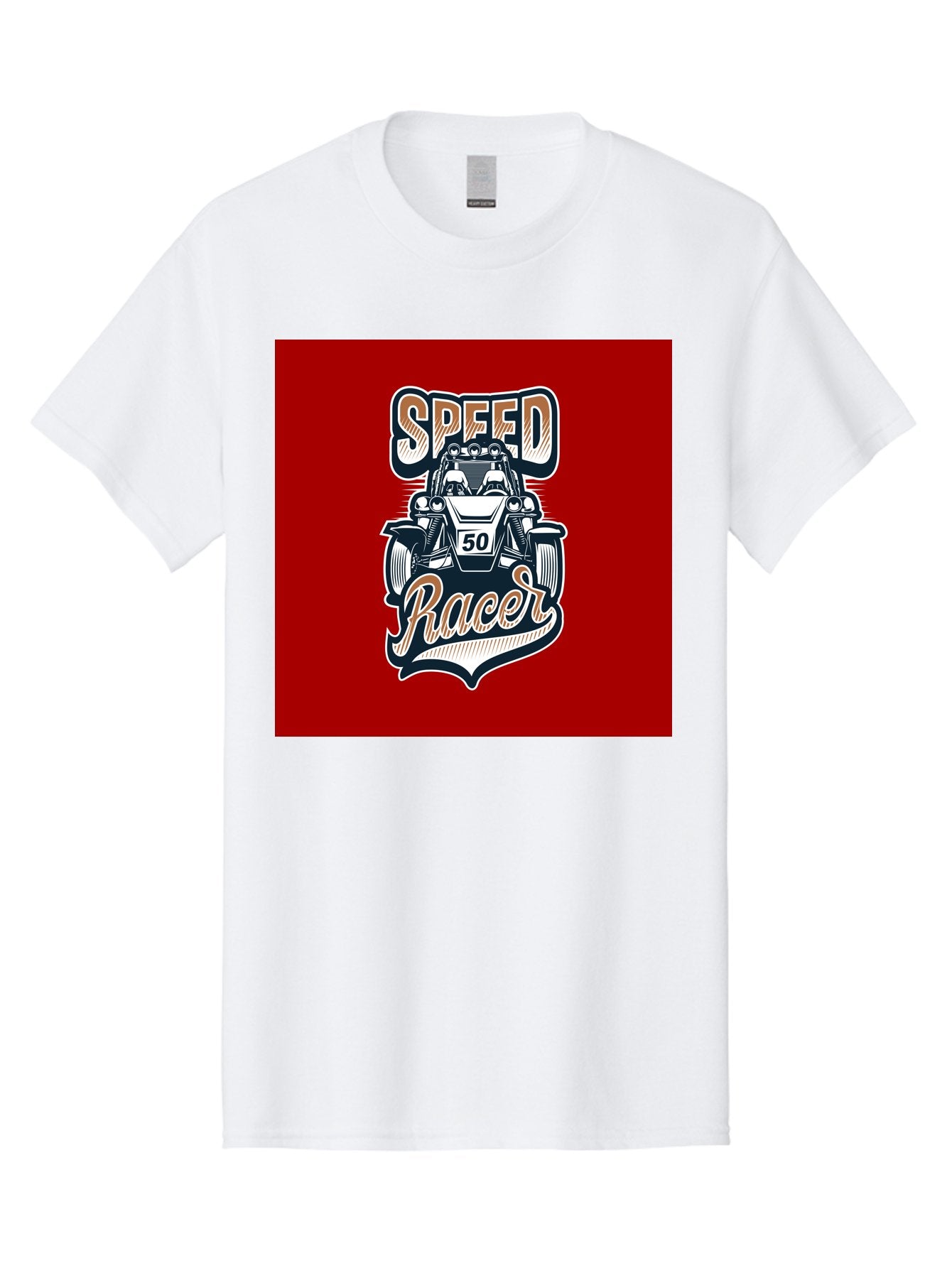 Speed-Racer Men'S Graphic Tee, 100% Cotton, Comfortable Casual Summer Wear, Machine Washable, Vintage Style Racing Car, Dune Buggy Illustration, Speed Racer Graphic, Retro Racing Art, Off-Road Vehicle, Motorsport Logo, Racing Number 50, Aab482 15