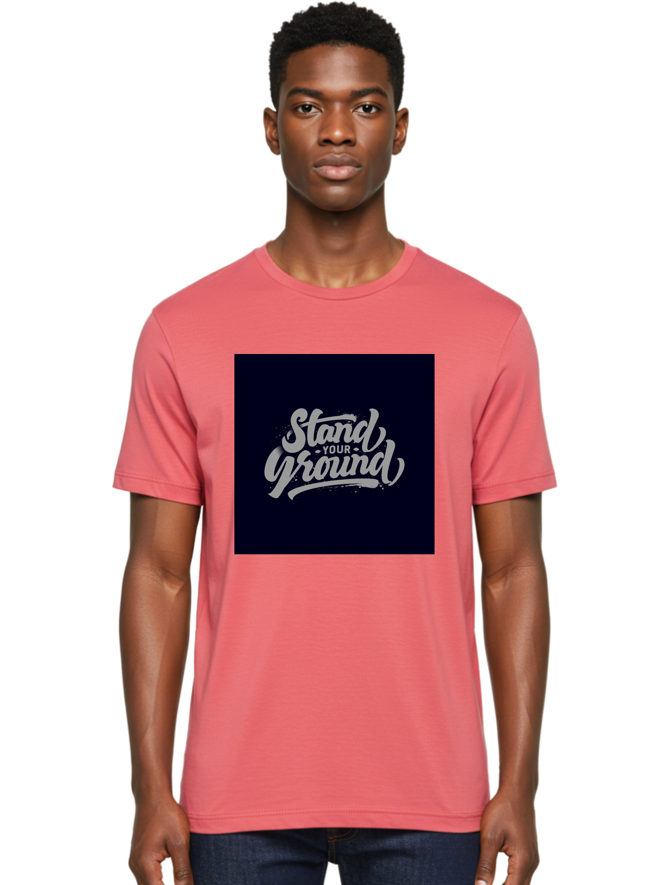 Stand-Your-Ground Men'S Graphic Tee, 100% Cotton, Comfortable Casual Summer Wear, Machine Washable, Motivational Quote, Inspirational Phrase, Stand Your Ground, Bold Typography, Gray Text, Dark Background, Empowerment, Confidence, Aab483 6