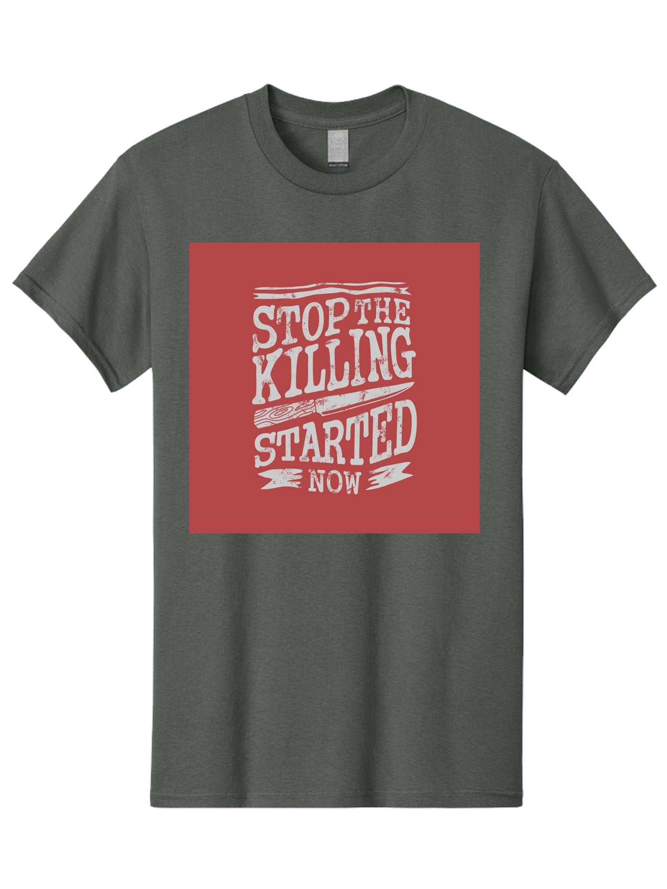 Stop-The-Killing-Started-Now Men'S Graphic Tee, 100% Cotton, Comfortable Casual Summer Wear, Machine Washable, Vegetarian Lifestyle, Animal Rights, Stop Killing, Vegan Movement, Cruelty Free, Bold Typography, Protest Art, Activist Message, Aab484 12