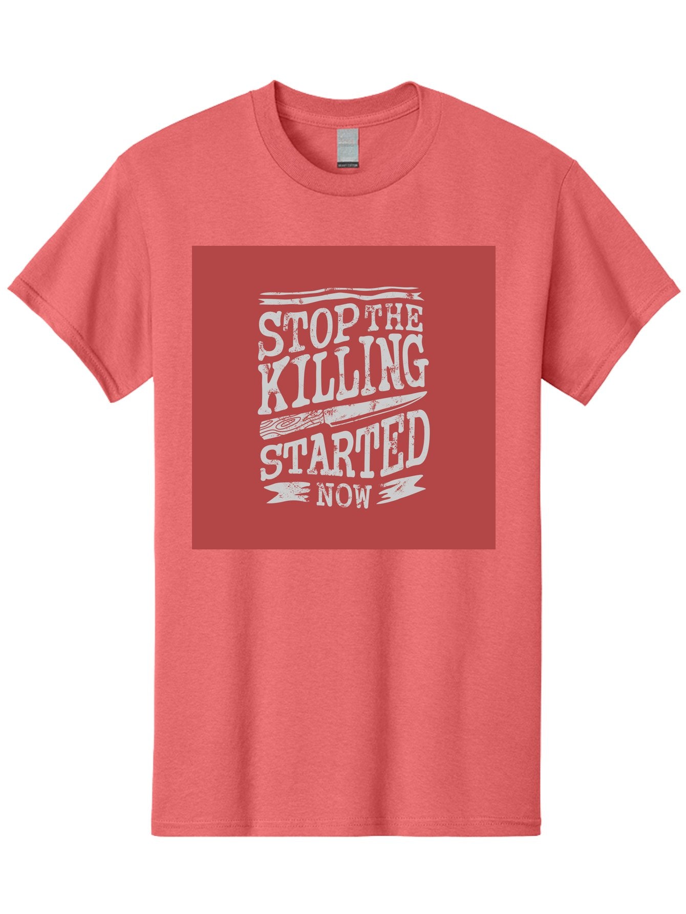 Stop-The-Killing-Started-Now Men'S Graphic Tee, 100% Cotton, Comfortable Casual Summer Wear, Machine Washable, Vegetarian Lifestyle, Animal Rights, Stop Killing, Vegan Movement, Cruelty Free, Bold Typography, Protest Art, Activist Message, Aab484 10