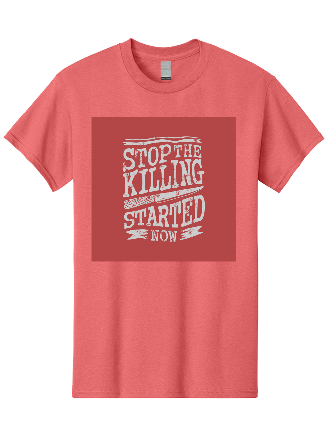 Stop-The-Killing-Started-Now Men'S Graphic Tee, 100% Cotton, Comfortable Casual Summer Wear, Machine Washable, Vegetarian Lifestyle, Animal Rights, Stop Killing, Vegan Movement, Cruelty Free, Bold Typography, Protest Art, Activist Message, Aab484 5
