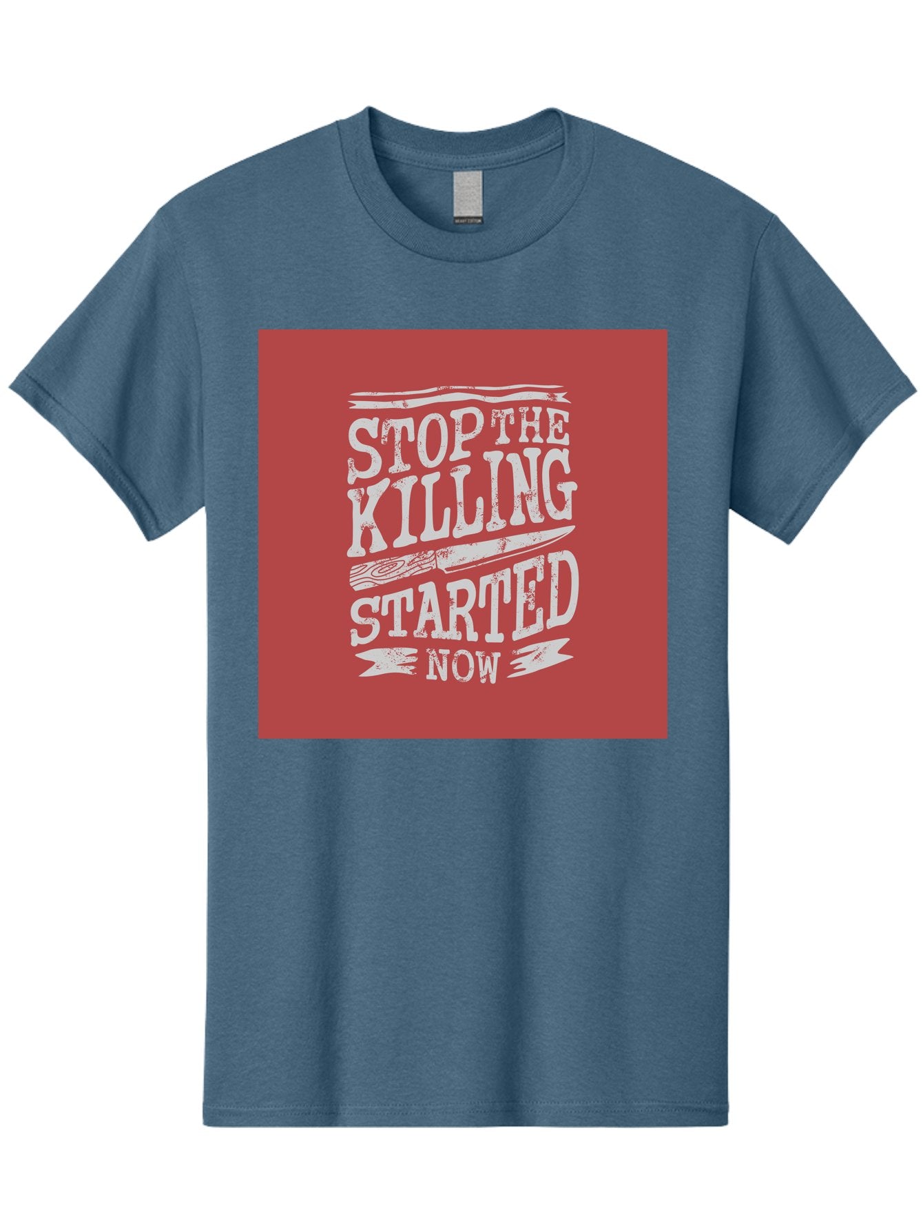 Stop-The-Killing-Started-Now Men'S Graphic Tee, 100% Cotton, Comfortable Casual Summer Wear, Machine Washable, Vegetarian Lifestyle, Animal Rights, Stop Killing, Vegan Movement, Cruelty Free, Bold Typography, Protest Art, Activist Message, Aab484 8
