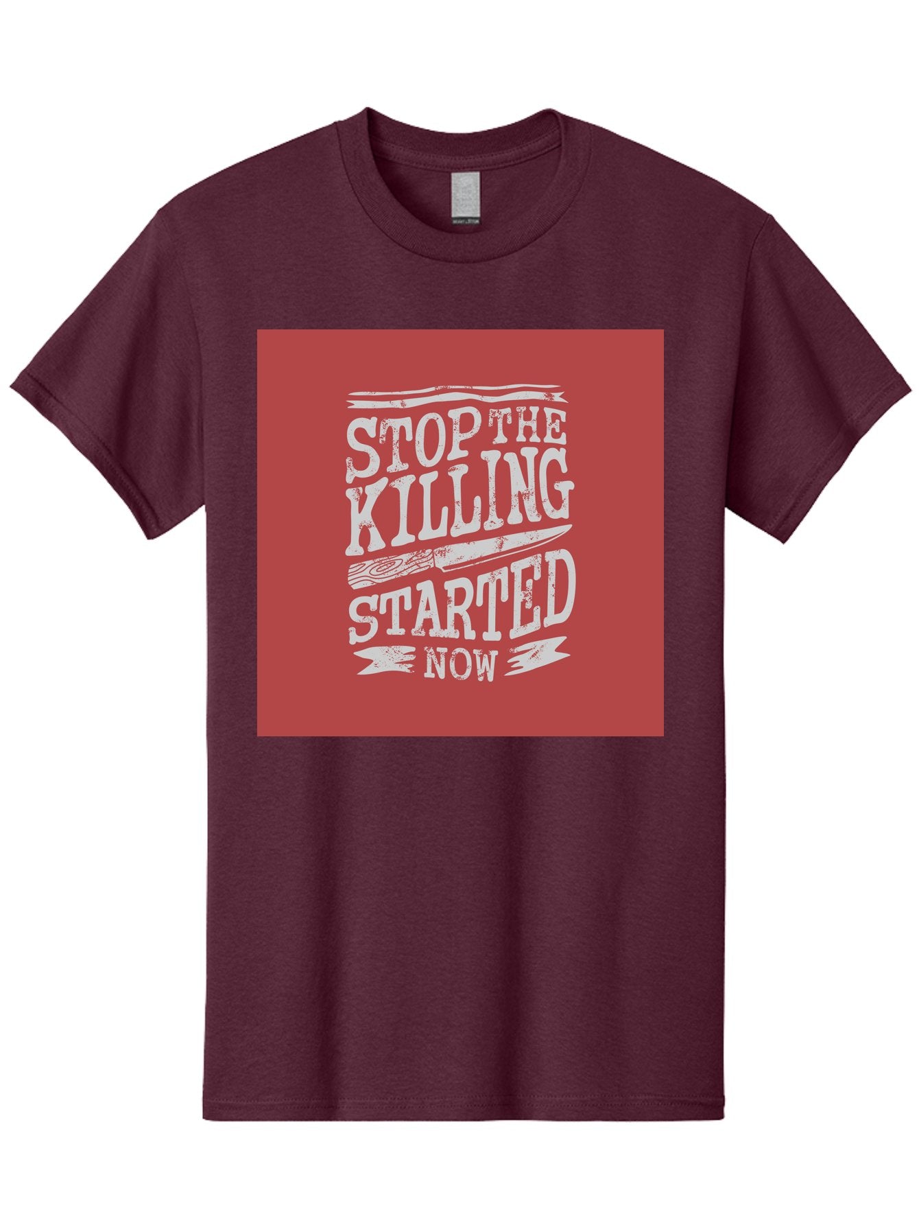 Stop-The-Killing-Started-Now Men'S Graphic Tee, 100% Cotton, Comfortable Casual Summer Wear, Machine Washable, Vegetarian Lifestyle, Animal Rights, Stop Killing, Vegan Movement, Cruelty Free, Bold Typography, Protest Art, Activist Message, Aab484 6