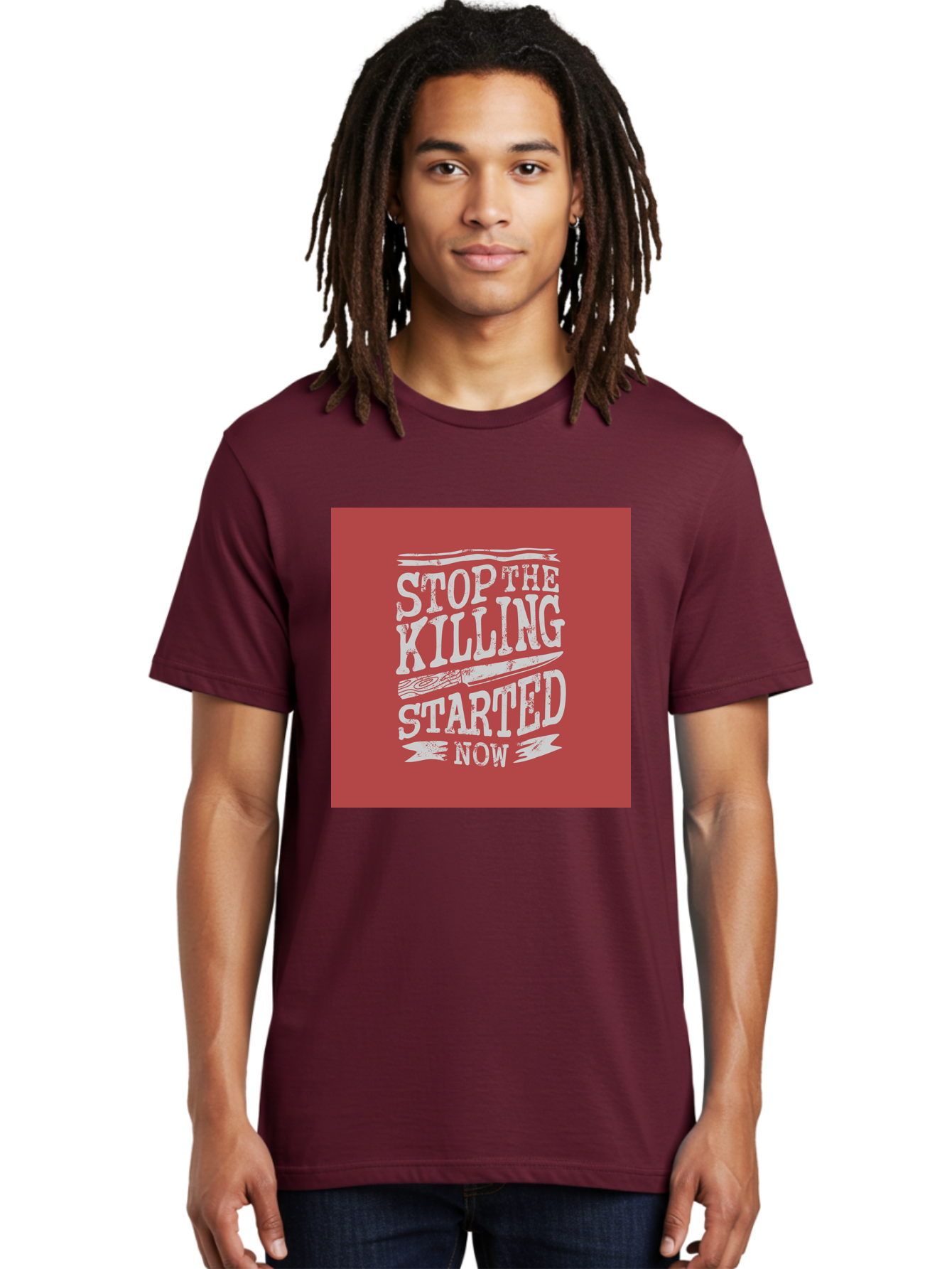 Stop-The-Killing-Started-Now Men'S Graphic Tee, 100% Cotton, Comfortable Casual Summer Wear, Machine Washable, Vegetarian Lifestyle, Animal Rights, Stop Killing, Vegan Movement, Cruelty Free, Bold Typography, Protest Art, Activist Message, Aab484 14