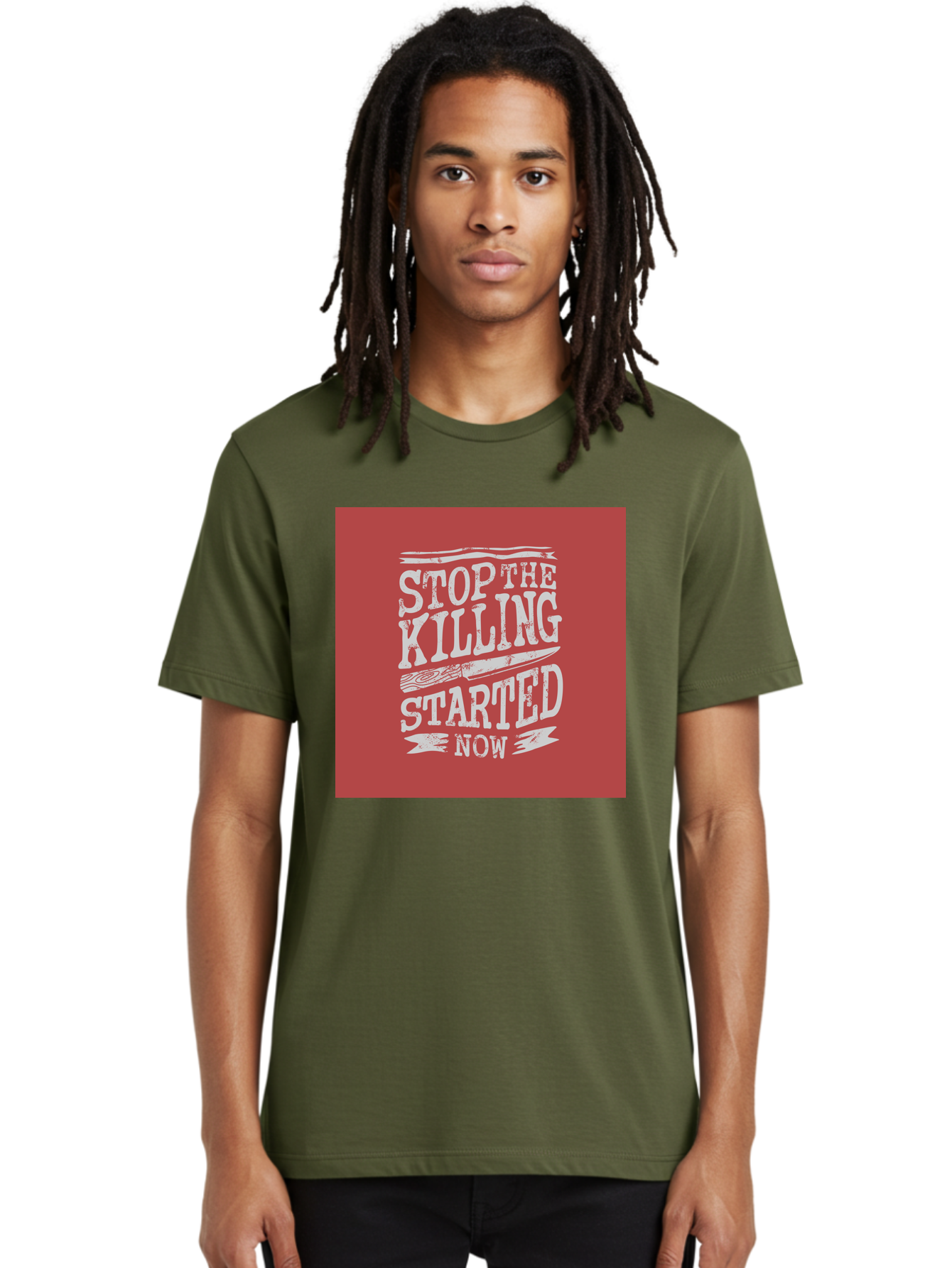 Stop-The-Killing-Started-Now Men'S Graphic Tee, 100% Cotton, Comfortable Casual Summer Wear, Machine Washable, Vegetarian Lifestyle, Animal Rights, Stop Killing, Vegan Movement, Cruelty Free, Bold Typography, Protest Art, Activist Message, Aab484 16