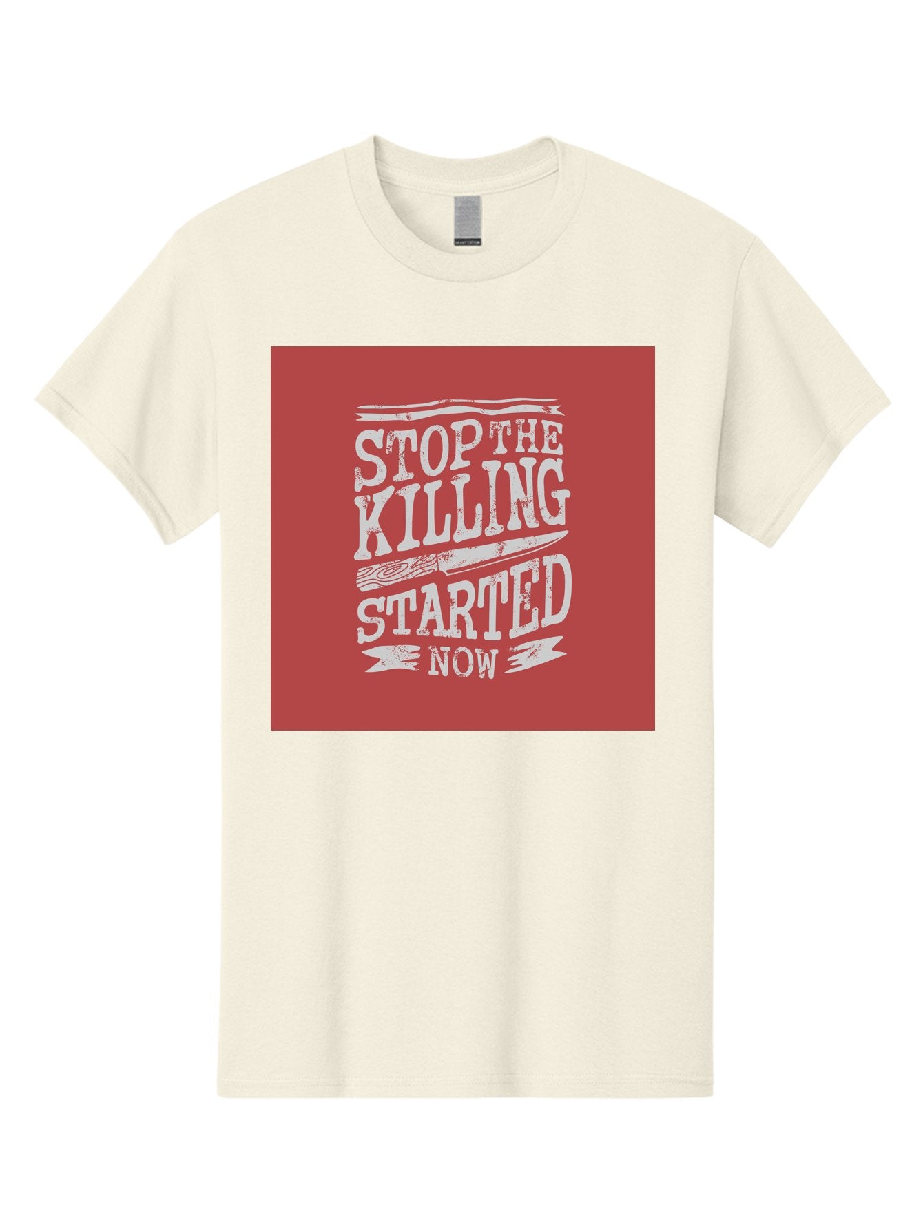 Stop-The-Killing-Started-Now Men'S Graphic Tee, 100% Cotton, Comfortable Casual Summer Wear, Machine Washable, Vegetarian Lifestyle, Animal Rights, Stop Killing, Vegan Movement, Cruelty Free, Bold Typography, Protest Art, Activist Message, Aab484 15