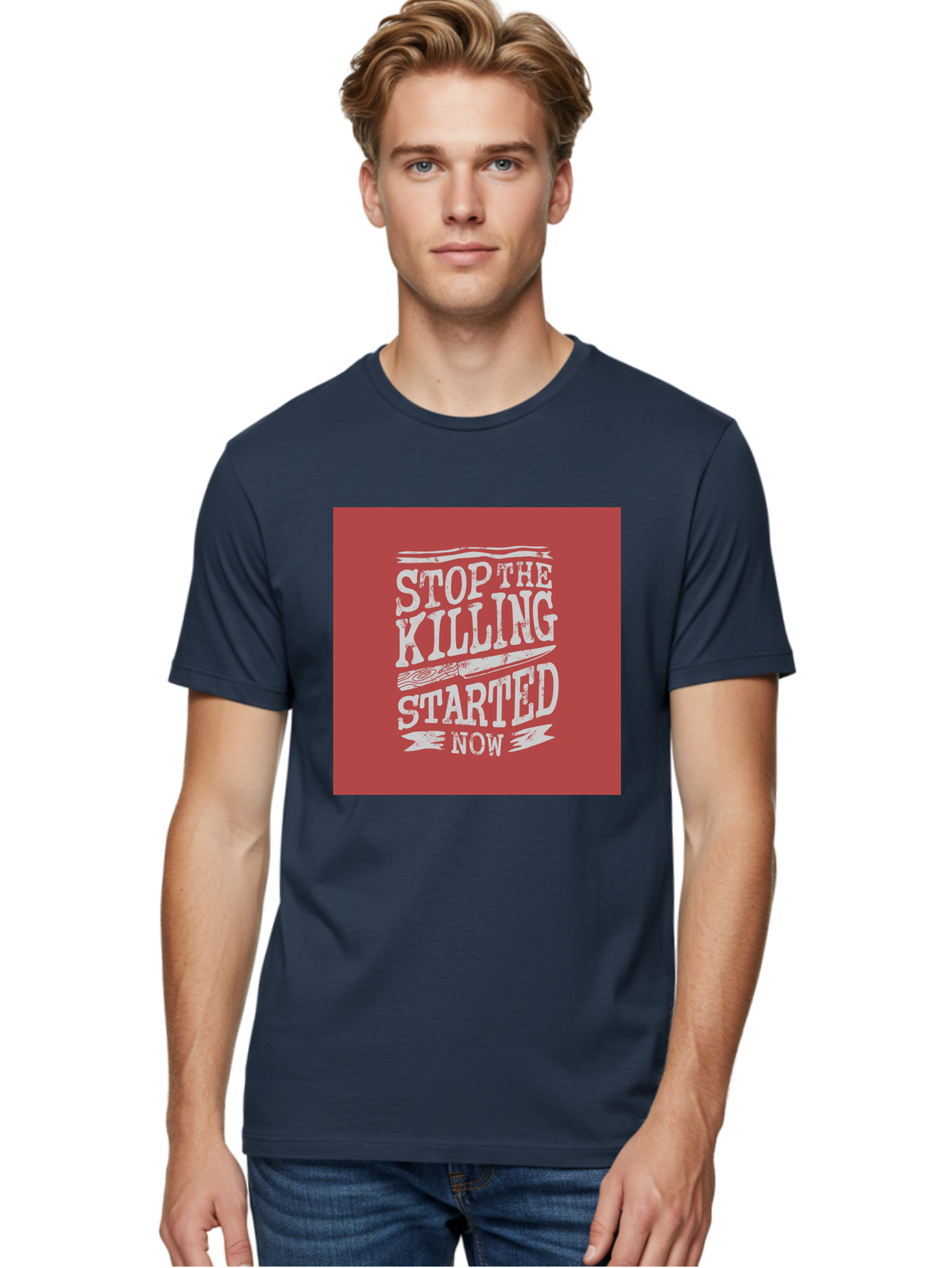 Stop-The-Killing-Started-Now Men'S Graphic Tee, 100% Cotton, Comfortable Casual Summer Wear, Machine Washable, Vegetarian Lifestyle, Animal Rights, Stop Killing, Vegan Movement, Cruelty Free, Bold Typography, Protest Art, Activist Message, Aab484 20