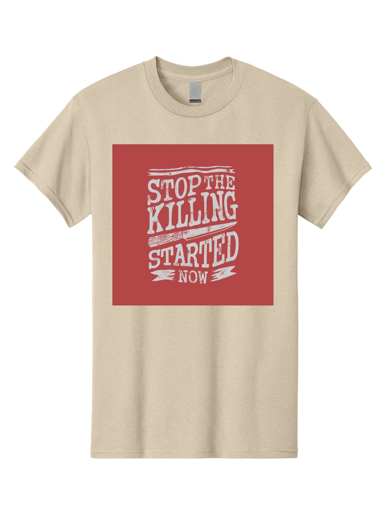 Stop-The-Killing-Started-Now Men'S Graphic Tee, 100% Cotton, Comfortable Casual Summer Wear, Machine Washable, Vegetarian Lifestyle, Animal Rights, Stop Killing, Vegan Movement, Cruelty Free, Bold Typography, Protest Art, Activist Message, Aab484 13