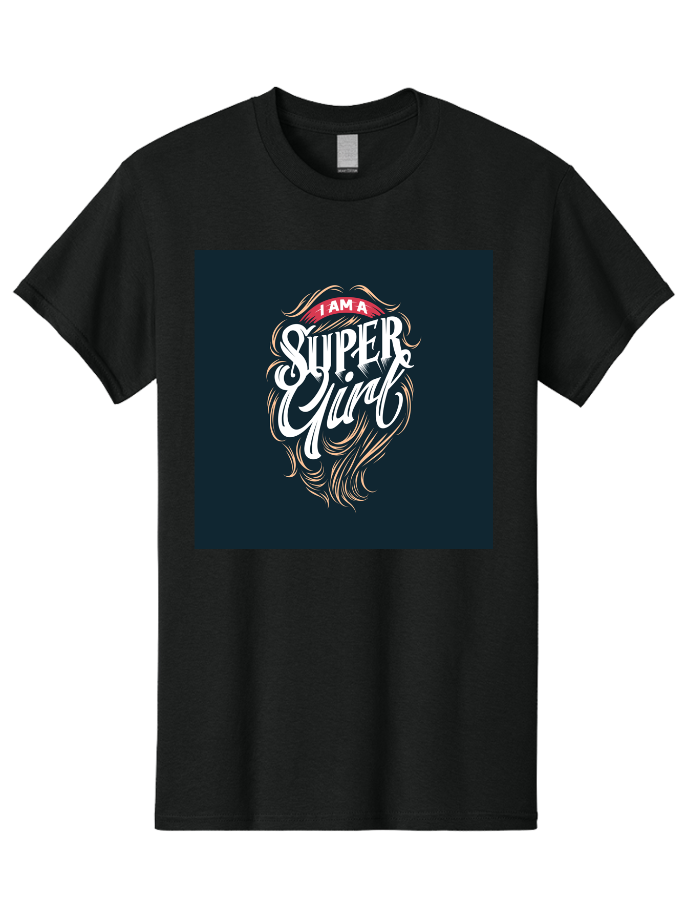 Super-Girl Men'S Graphic Tee, 100% Cotton, Comfortable Casual Summer Wear, Machine Washable, Female Empowerment, Inspirational Quote, Girl Power, Motivational Phrase, Flowing Hair, Elegant Script, Confident Attitude, Strong Women, Aab485