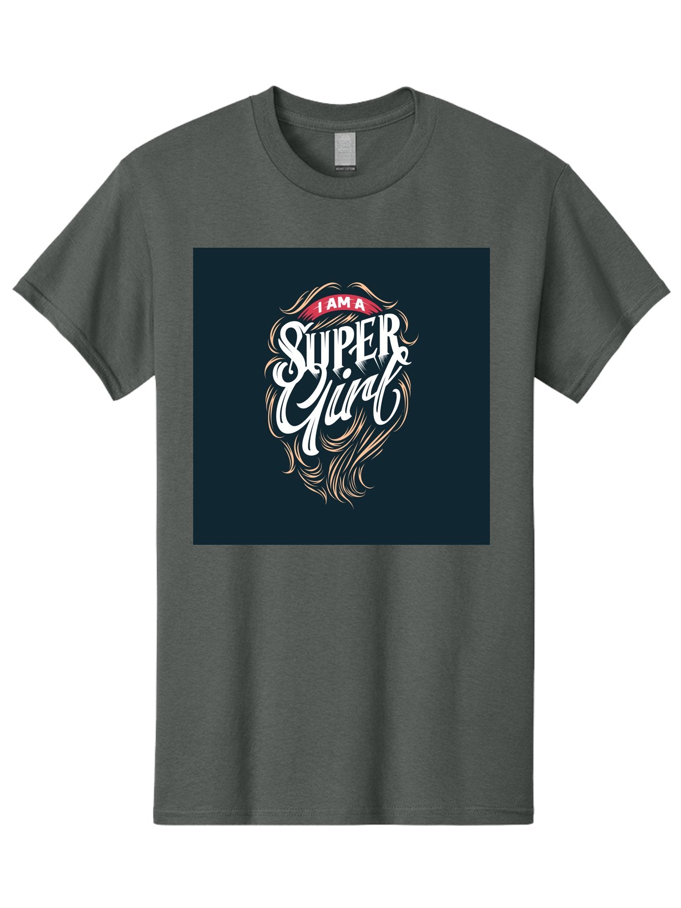 Super-Girl Men'S Graphic Tee, 100% Cotton, Comfortable Casual Summer Wear, Machine Washable, Female Empowerment, Inspirational Quote, Girl Power, Motivational Phrase, Flowing Hair, Elegant Script, Confident Attitude, Strong Women, Aab485 10