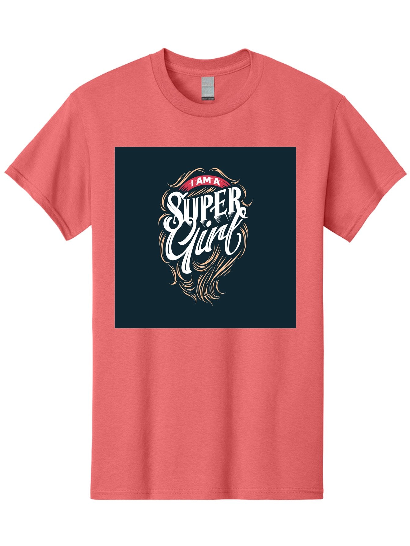 Super-Girl Men'S Graphic Tee, 100% Cotton, Comfortable Casual Summer Wear, Machine Washable, Female Empowerment, Inspirational Quote, Girl Power, Motivational Phrase, Flowing Hair, Elegant Script, Confident Attitude, Strong Women, Aab485 14