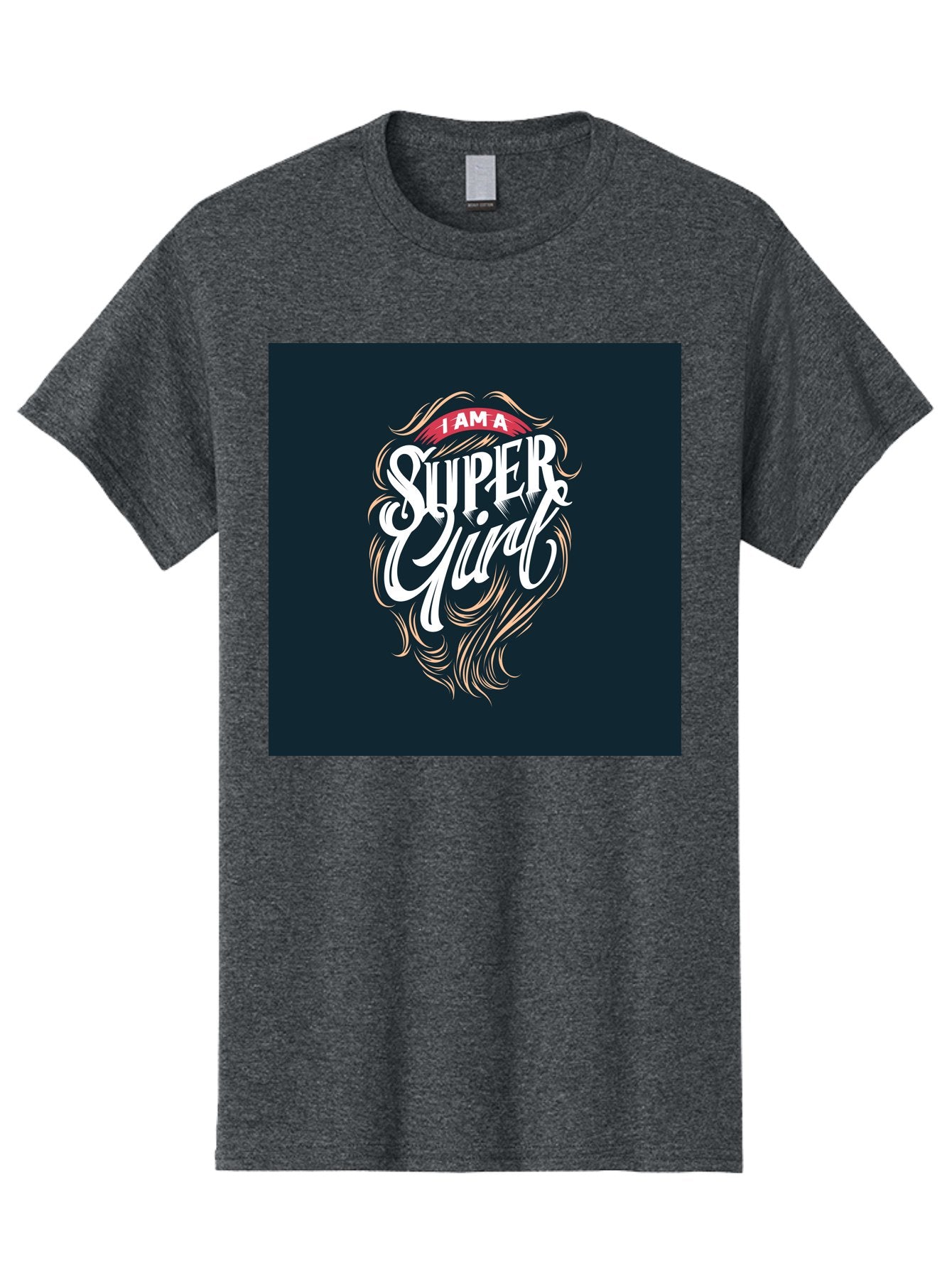 Super-Girl Men'S Graphic Tee, 100% Cotton, Comfortable Casual Summer Wear, Machine Washable, Female Empowerment, Inspirational Quote, Girl Power, Motivational Phrase, Flowing Hair, Elegant Script, Confident Attitude, Strong Women, Aab485