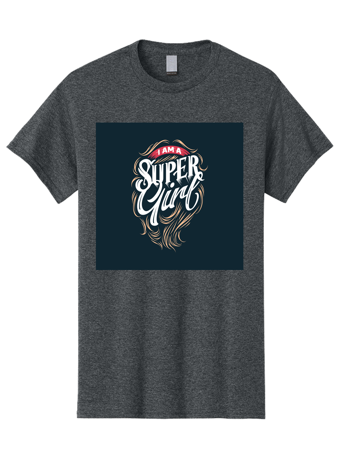 Super-Girl Men'S Graphic Tee, 100% Cotton, Comfortable Casual Summer Wear, Machine Washable, Female Empowerment, Inspirational Quote, Girl Power, Motivational Phrase, Flowing Hair, Elegant Script, Confident Attitude, Strong Women, Aab485 7