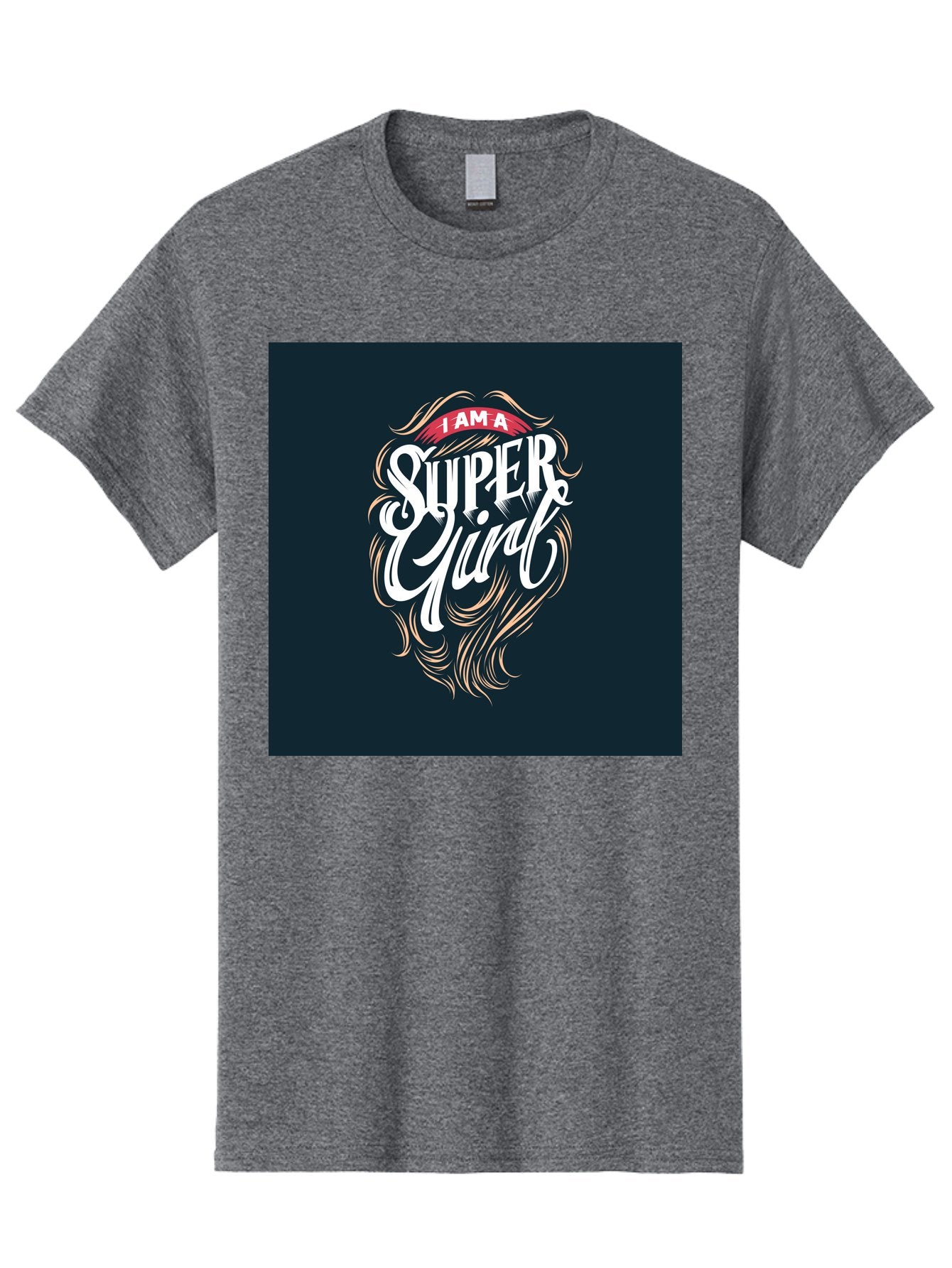 Super-Girl Men'S Graphic Tee, 100% Cotton, Comfortable Casual Summer Wear, Machine Washable, Female Empowerment, Inspirational Quote, Girl Power, Motivational Phrase, Flowing Hair, Elegant Script, Confident Attitude, Strong Women, Aab485 4