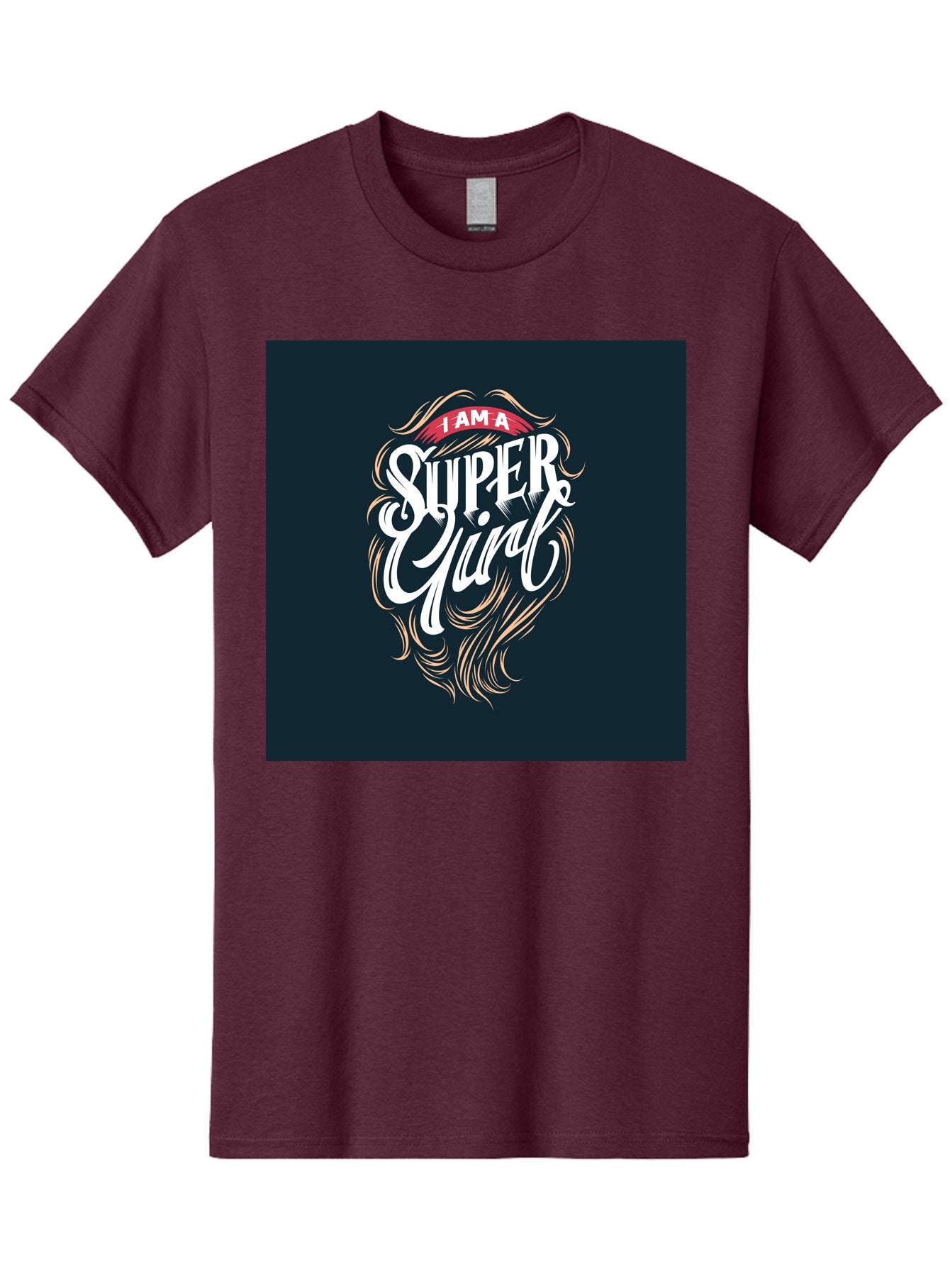 Super-Girl Men'S Graphic Tee, 100% Cotton, Comfortable Casual Summer Wear, Machine Washable, Female Empowerment, Inspirational Quote, Girl Power, Motivational Phrase, Flowing Hair, Elegant Script, Confident Attitude, Strong Women, Aab485 13