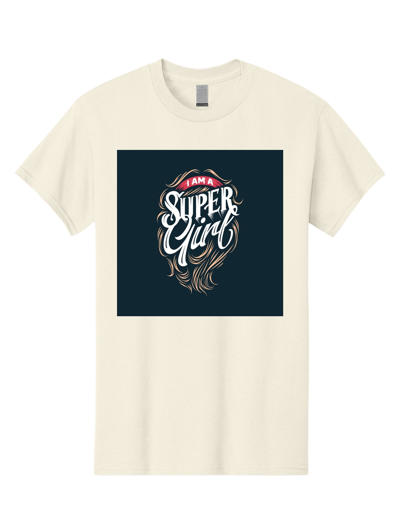 Super-Girl Men'S Graphic Tee, 100% Cotton, Comfortable Casual Summer Wear, Machine Washable, Female Empowerment, Inspirational Quote, Girl Power, Motivational Phrase, Flowing Hair, Elegant Script, Confident Attitude, Strong Women, Aab485 6