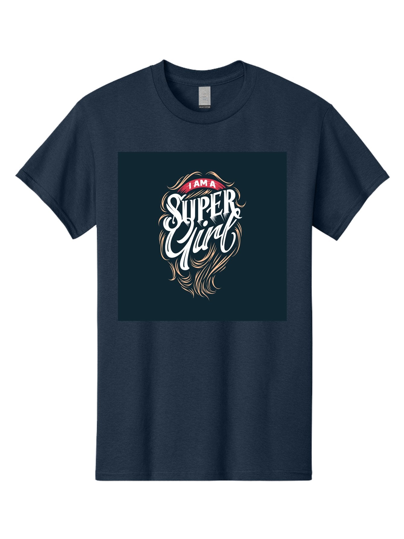 Super-Girl Men'S Graphic Tee, 100% Cotton, Comfortable Casual Summer Wear, Machine Washable, Female Empowerment, Inspirational Quote, Girl Power, Motivational Phrase, Flowing Hair, Elegant Script, Confident Attitude, Strong Women, Aab485 5