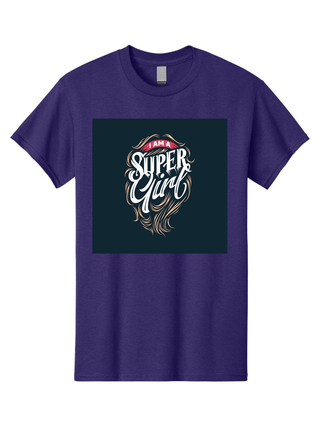 Super-Girl Men'S Graphic Tee, 100% Cotton, Comfortable Casual Summer Wear, Machine Washable, Female Empowerment, Inspirational Quote, Girl Power, Motivational Phrase, Flowing Hair, Elegant Script, Confident Attitude, Strong Women, Aab485 3