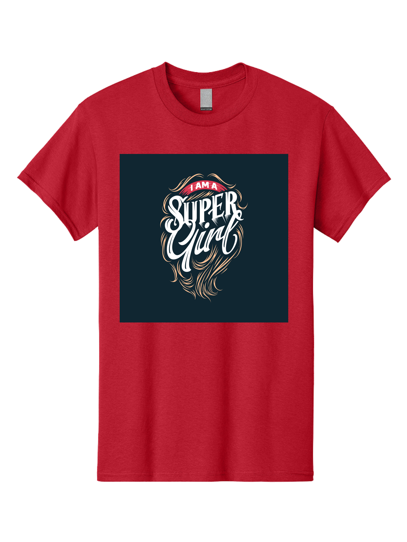 Super-Girl Men'S Graphic Tee, 100% Cotton, Comfortable Casual Summer Wear, Machine Washable, Female Empowerment, Inspirational Quote, Girl Power, Motivational Phrase, Flowing Hair, Elegant Script, Confident Attitude, Strong Women, Aab485 23