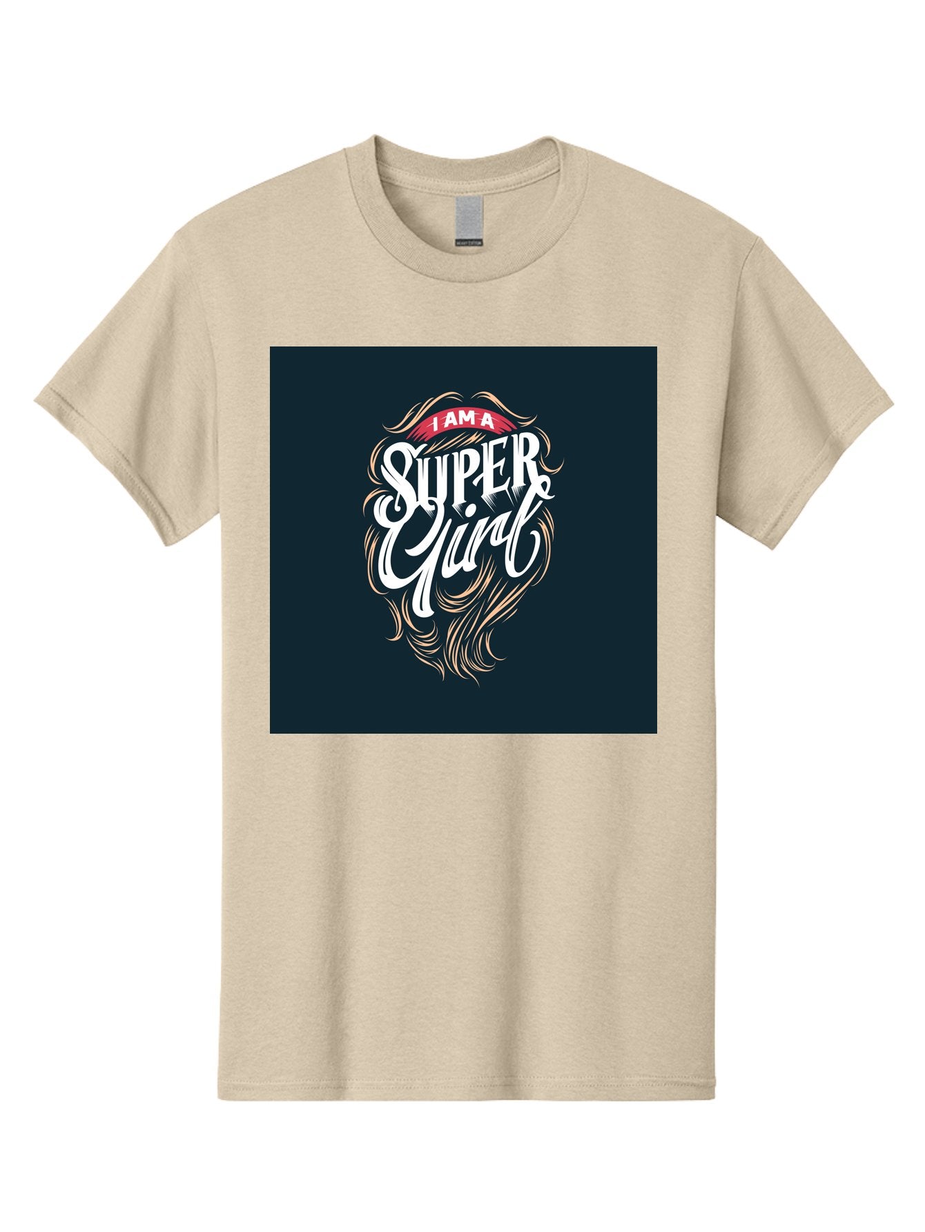 Super-Girl Men'S Graphic Tee, 100% Cotton, Comfortable Casual Summer Wear, Machine Washable, Female Empowerment, Inspirational Quote, Girl Power, Motivational Phrase, Flowing Hair, Elegant Script, Confident Attitude, Strong Women, Aab485 9