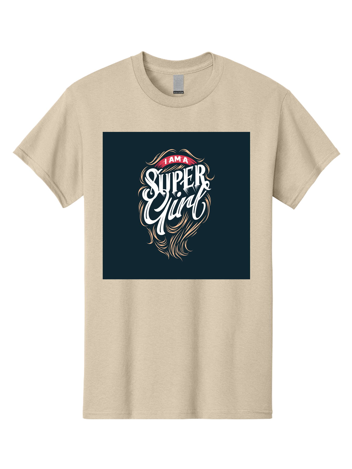Super-Girl Men'S Graphic Tee, 100% Cotton, Comfortable Casual Summer Wear, Machine Washable, Female Empowerment, Inspirational Quote, Girl Power, Motivational Phrase, Flowing Hair, Elegant Script, Confident Attitude, Strong Women, Aab485 27