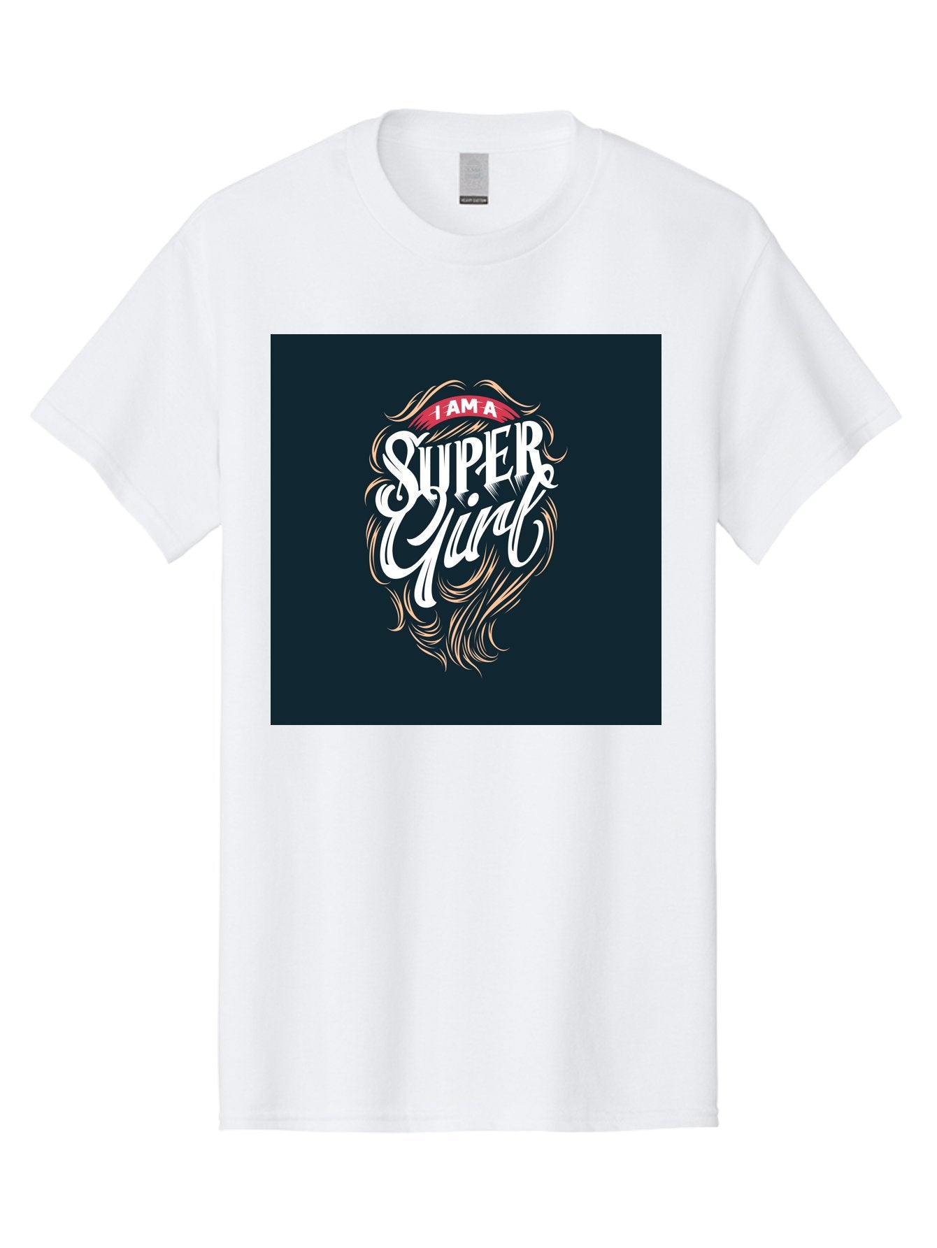Super-Girl Men'S Graphic Tee, 100% Cotton, Comfortable Casual Summer Wear, Machine Washable, Female Empowerment, Inspirational Quote, Girl Power, Motivational Phrase, Flowing Hair, Elegant Script, Confident Attitude, Strong Women, Aab485 12
