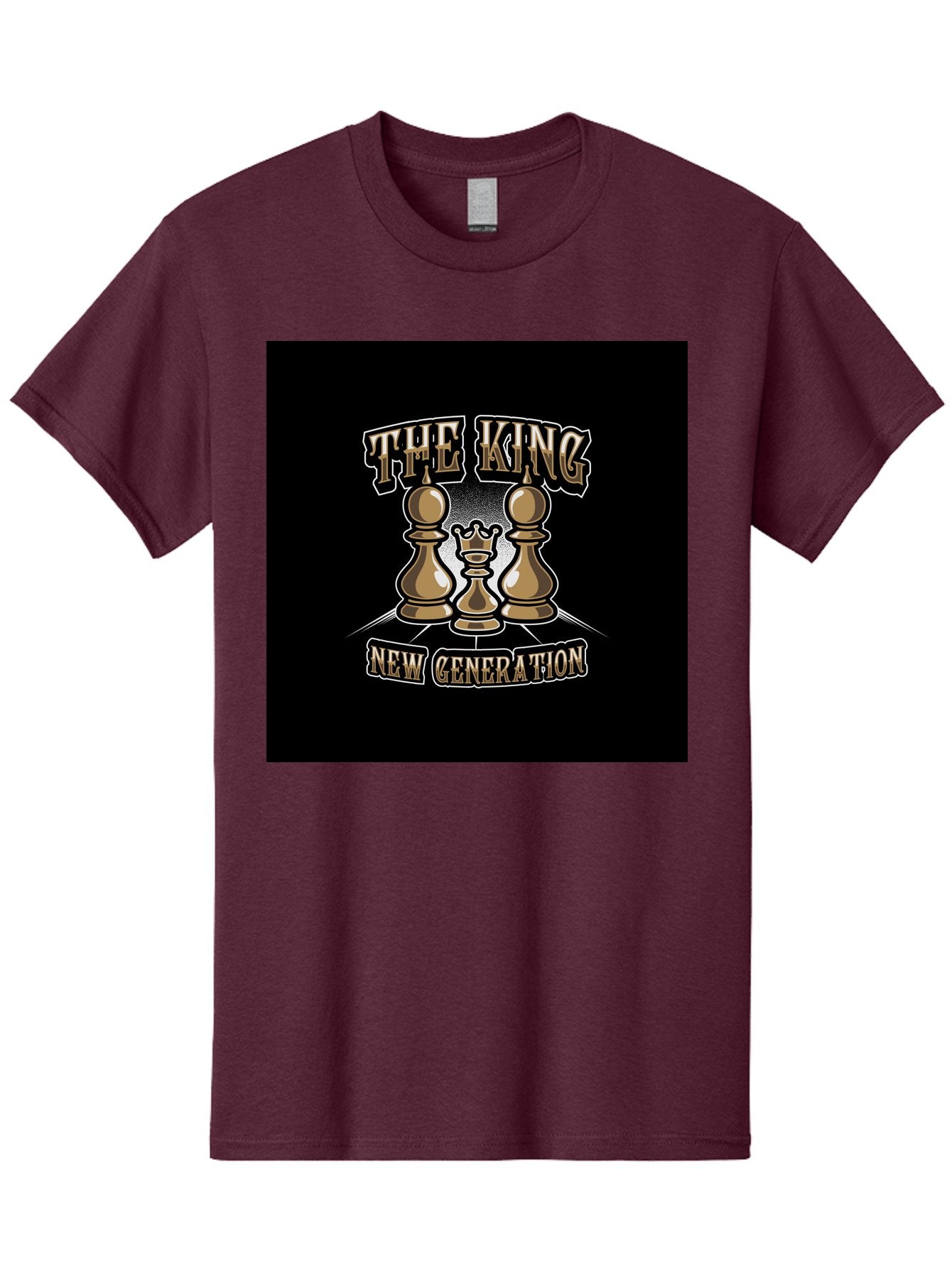 The-King-New-Generation Men'S Graphic Tee, 100% Cotton, Comfortable Casual Summer Wear, Machine Washable, Chess Pieces, The King, New Generation, Leadership, Strategy, Gold Pieces, Pawn, Queen, King, Black Background, Logo Design, Branding, Aab487 11