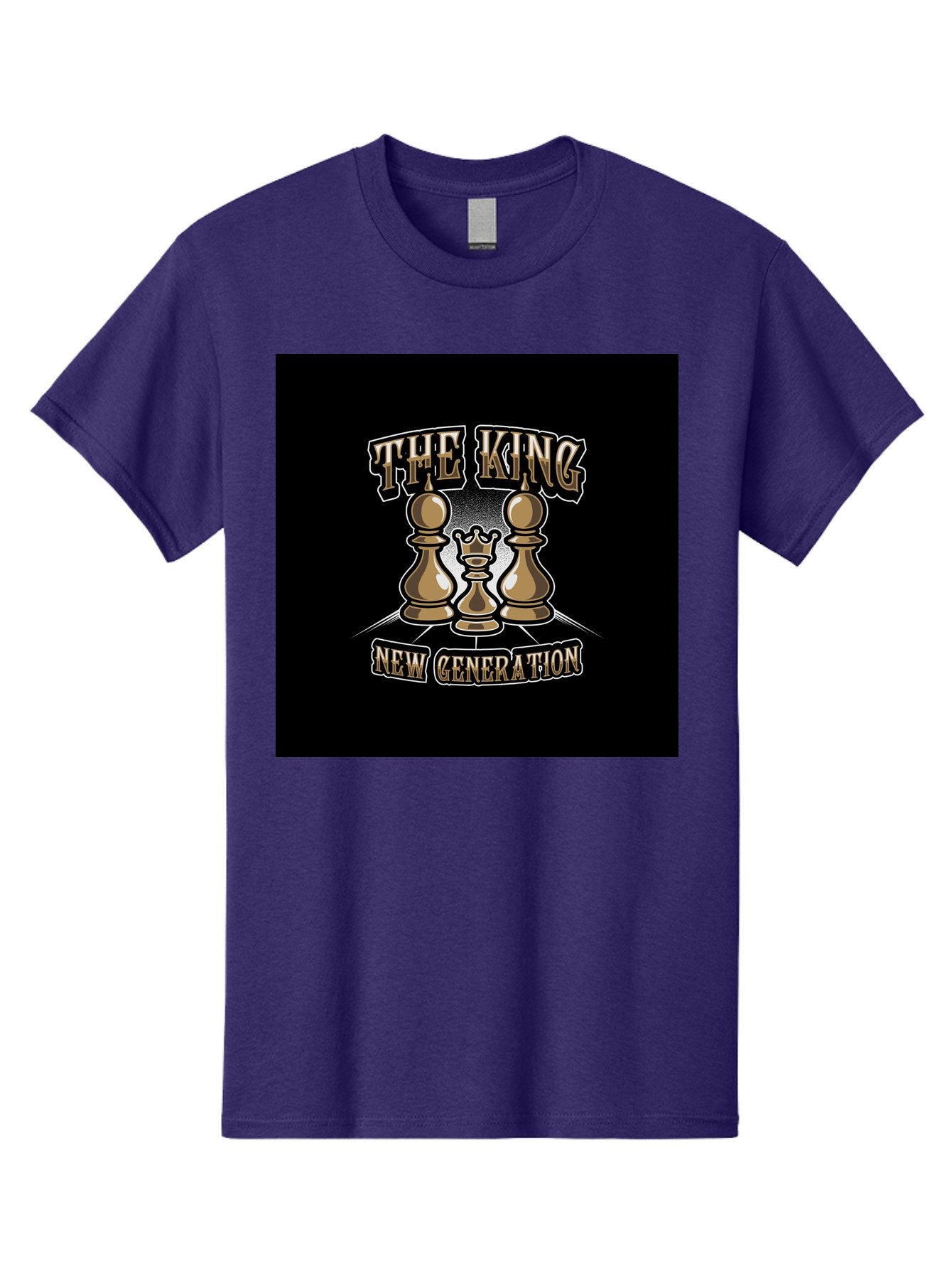 The-King-New-Generation Men'S Graphic Tee, 100% Cotton, Comfortable Casual Summer Wear, Machine Washable, Chess Pieces, The King, New Generation, Leadership, Strategy, Gold Pieces, Pawn, Queen, King, Black Background, Logo Design, Branding, Aab487 15