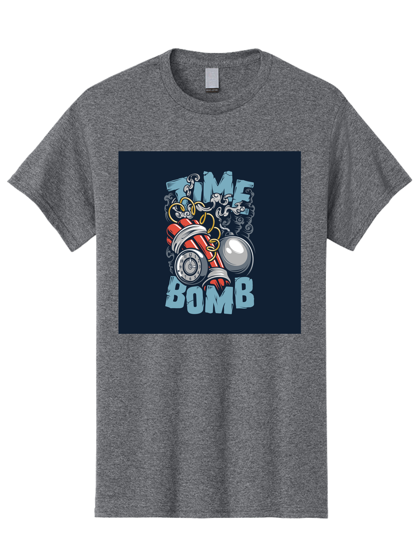 Time-Bomb Men'S Graphic Tee, 100% Cotton, Comfortable Casual Summer Wear, Machine Washable, Time Bomb Illustration, Cartoon Style, Dynamite Sticks, Clock Timer, Danger Alert, Bomb Threat, Countdown To Explosion, Cartoon Graphics, Comic Art Aab489 9