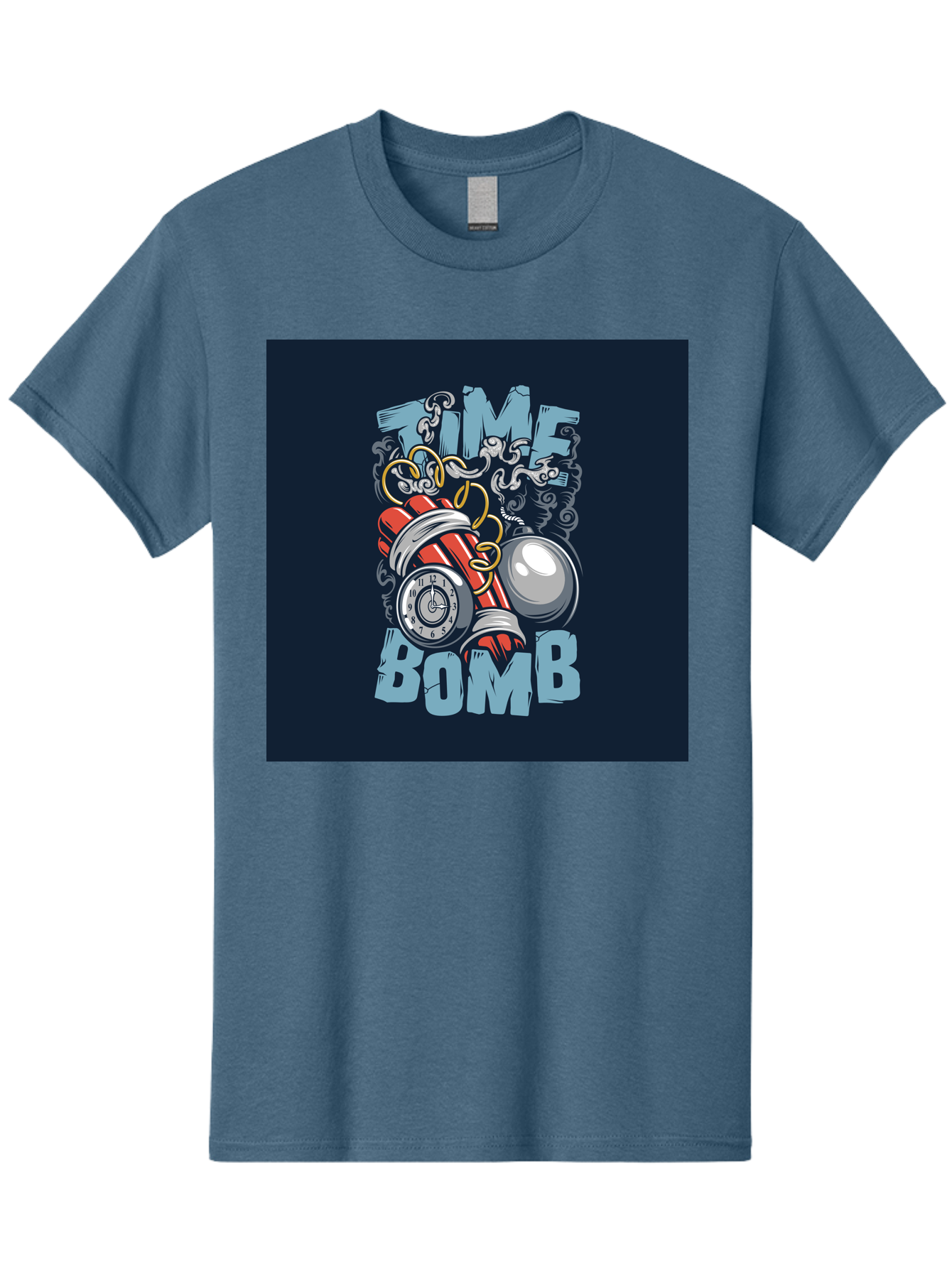 Time-Bomb Men'S Graphic Tee, 100% Cotton, Comfortable Casual Summer Wear, Machine Washable, Time Bomb Illustration, Cartoon Style, Dynamite Sticks, Clock Timer, Danger Alert, Bomb Threat, Countdown To Explosion, Cartoon Graphics, Comic Art Aab489 11