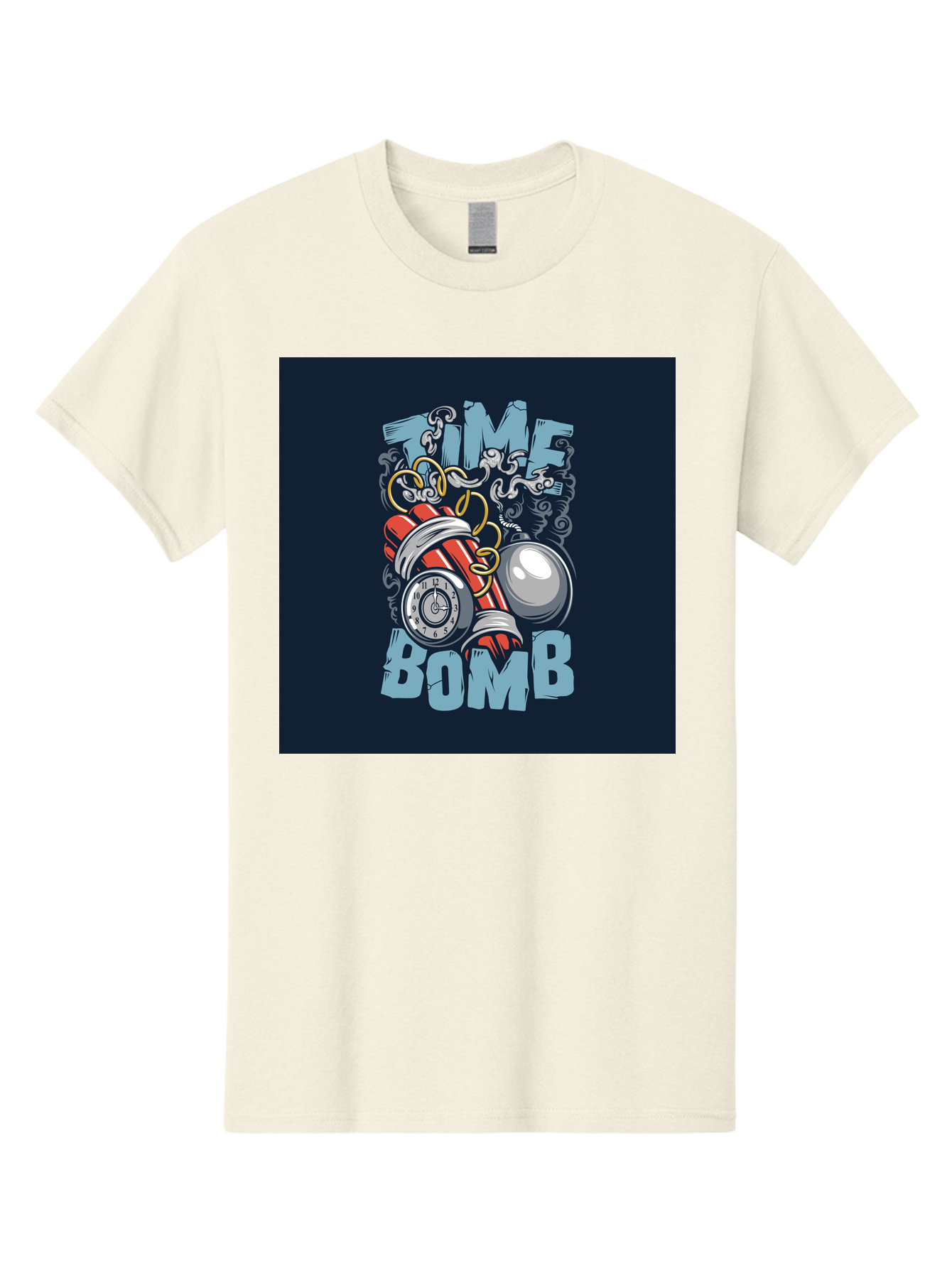Time-Bomb Men'S Graphic Tee, 100% Cotton, Comfortable Casual Summer Wear, Machine Washable, Time Bomb Illustration, Cartoon Style, Dynamite Sticks, Clock Timer, Danger Alert, Bomb Threat, Countdown To Explosion, Cartoon Graphics, Comic Art Aab489 17