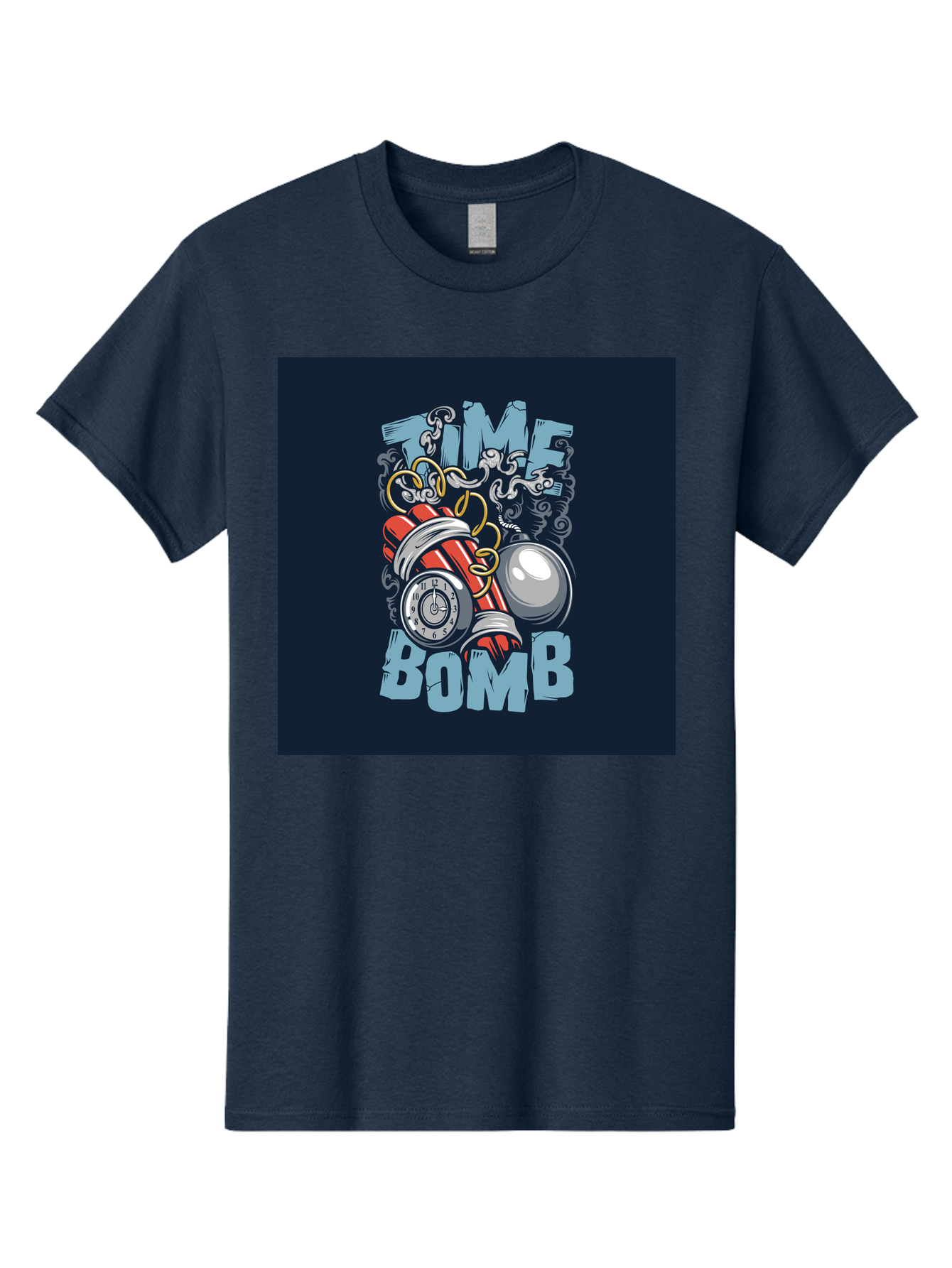 Time-Bomb Men'S Graphic Tee, 100% Cotton, Comfortable Casual Summer Wear, Machine Washable, Time Bomb Illustration, Cartoon Style, Dynamite Sticks, Clock Timer, Danger Alert, Bomb Threat, Countdown To Explosion, Cartoon Graphics, Comic Art Aab489 19