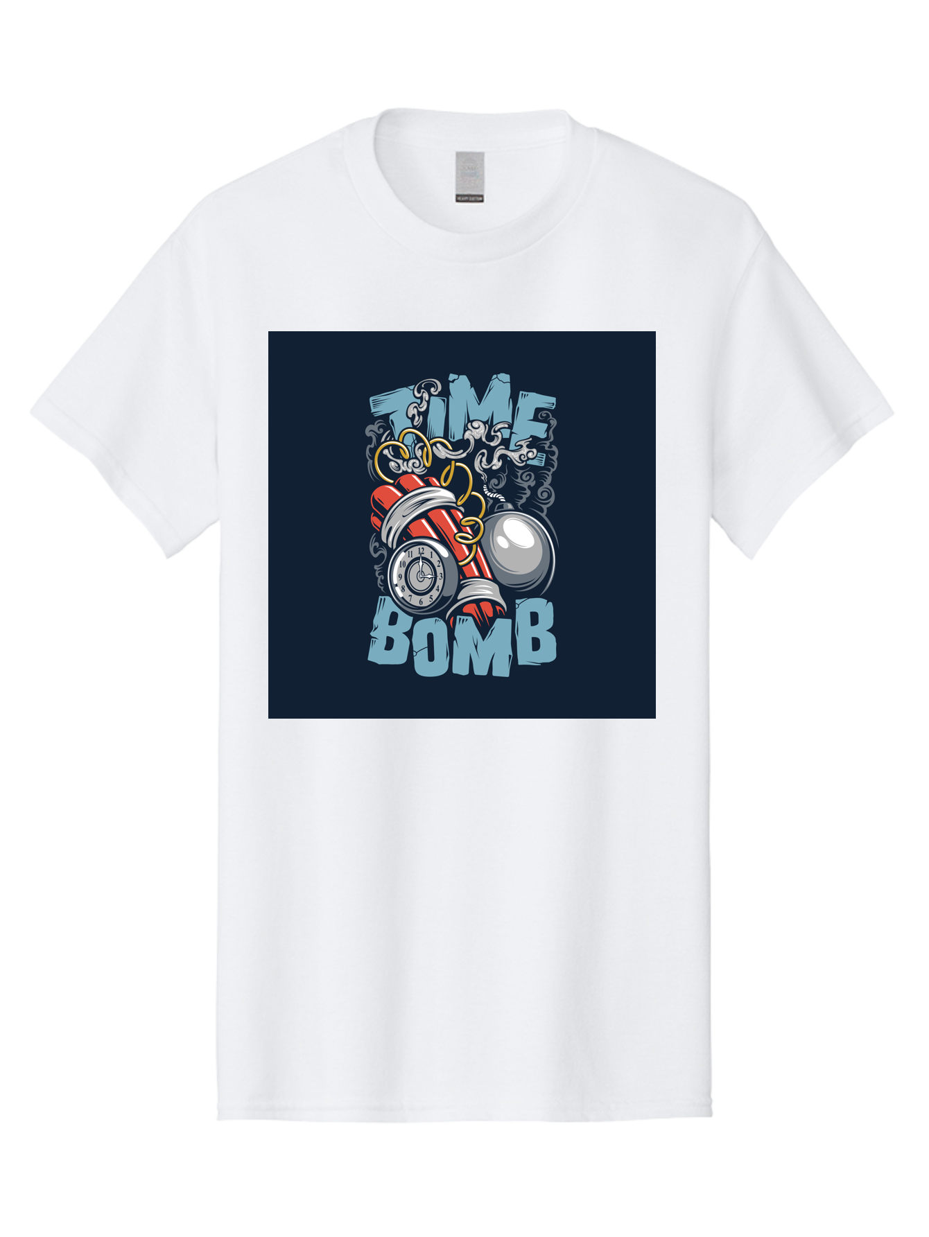 Time-Bomb Men'S Graphic Tee, 100% Cotton, Comfortable Casual Summer Wear, Machine Washable, Time Bomb Illustration, Cartoon Style, Dynamite Sticks, Clock Timer, Danger Alert, Bomb Threat, Countdown To Explosion, Cartoon Graphics, Comic Art Aab489 29