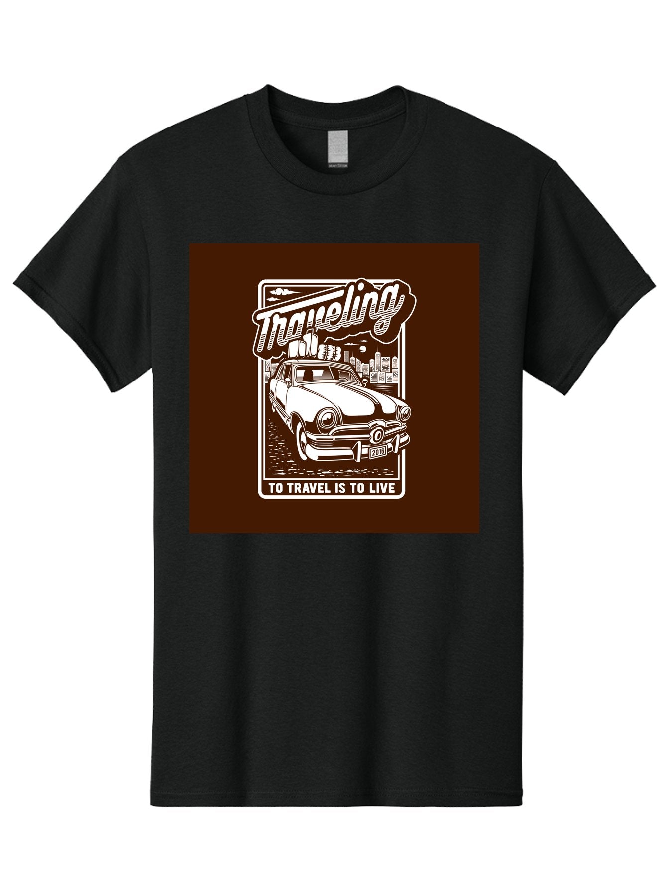Traveling Men'S Graphic Tee, 100% Cotton, Comfortable Casual Summer Wear, Machine Washable, Vintage Car, Travel, Adventure, Classic Automobile, Cityscape, Road Trip, Exploration, Wanderlust, Traveling, To Travel Is To Live Aab490 5