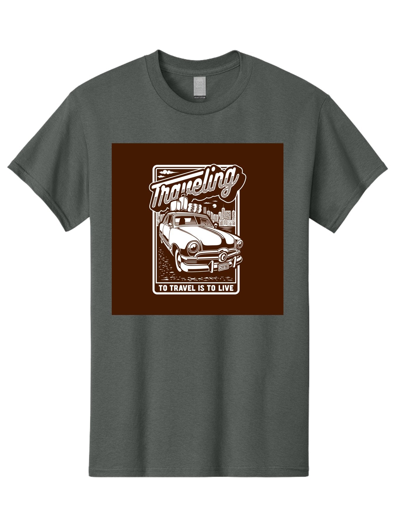 Traveling Men'S Graphic Tee, 100% Cotton, Comfortable Casual Summer Wear, Machine Washable, Vintage Car, Travel, Adventure, Classic Automobile, Cityscape, Road Trip, Exploration, Wanderlust, Traveling, To Travel Is To Live Aab490 13