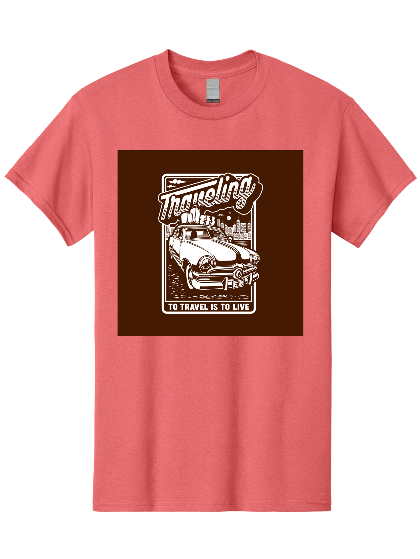 Traveling Men'S Graphic Tee, 100% Cotton, Comfortable Casual Summer Wear, Machine Washable, Vintage Car, Travel, Adventure, Classic Automobile, Cityscape, Road Trip, Exploration, Wanderlust, Traveling, To Travel Is To Live Aab490 21
