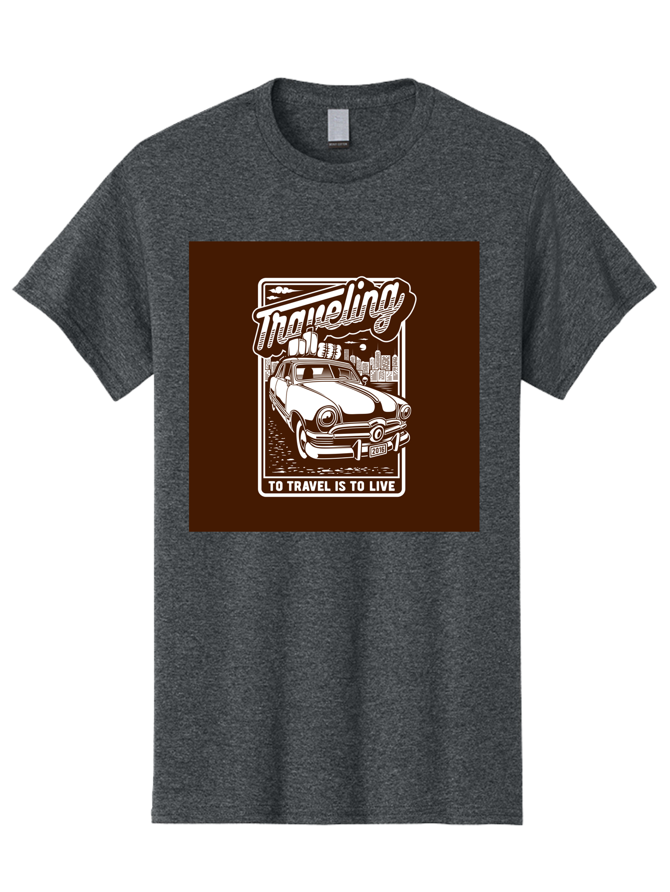 Traveling Men'S Graphic Tee, 100% Cotton, Comfortable Casual Summer Wear, Machine Washable, Vintage Car, Travel, Adventure, Classic Automobile, Cityscape, Road Trip, Exploration, Wanderlust, Traveling, To Travel Is To Live Aab490 7