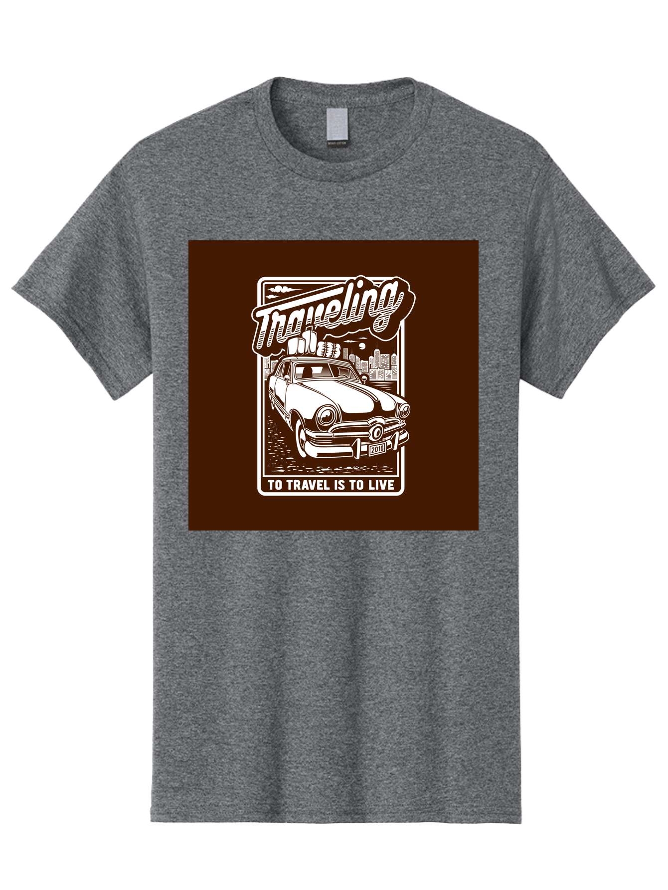 Traveling Men'S Graphic Tee, 100% Cotton, Comfortable Casual Summer Wear, Machine Washable, Vintage Car, Travel, Adventure, Classic Automobile, Cityscape, Road Trip, Exploration, Wanderlust, Traveling, To Travel Is To Live Aab490 9