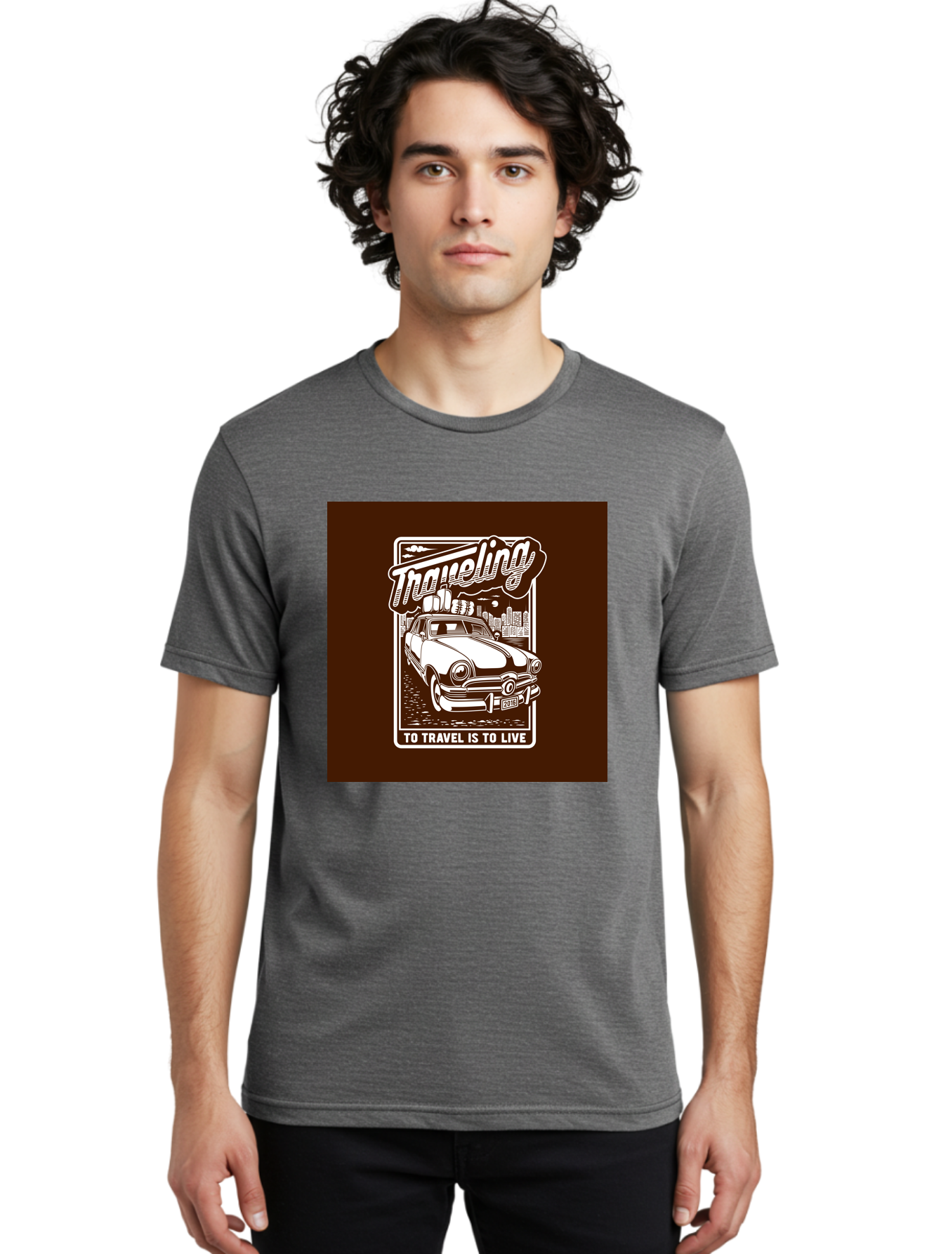 Traveling Men'S Graphic Tee, 100% Cotton, Comfortable Casual Summer Wear, Machine Washable, Vintage Car, Travel, Adventure, Classic Automobile, Cityscape, Road Trip, Exploration, Wanderlust, Traveling, To Travel Is To Live Aab490 10