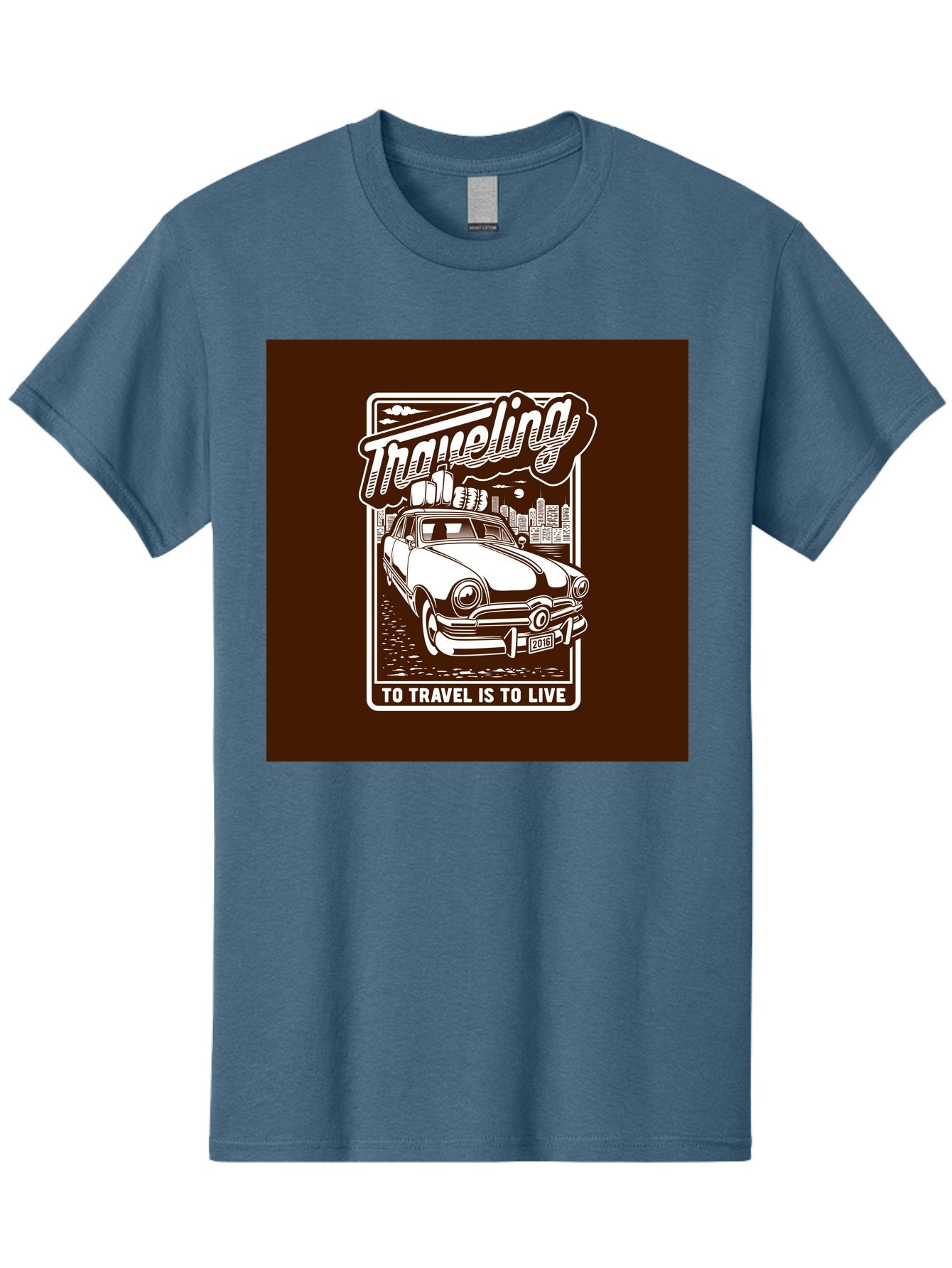 Traveling Men'S Graphic Tee, 100% Cotton, Comfortable Casual Summer Wear, Machine Washable, Vintage Car, Travel, Adventure, Classic Automobile, Cityscape, Road Trip, Exploration, Wanderlust, Traveling, To Travel Is To Live Aab490 10