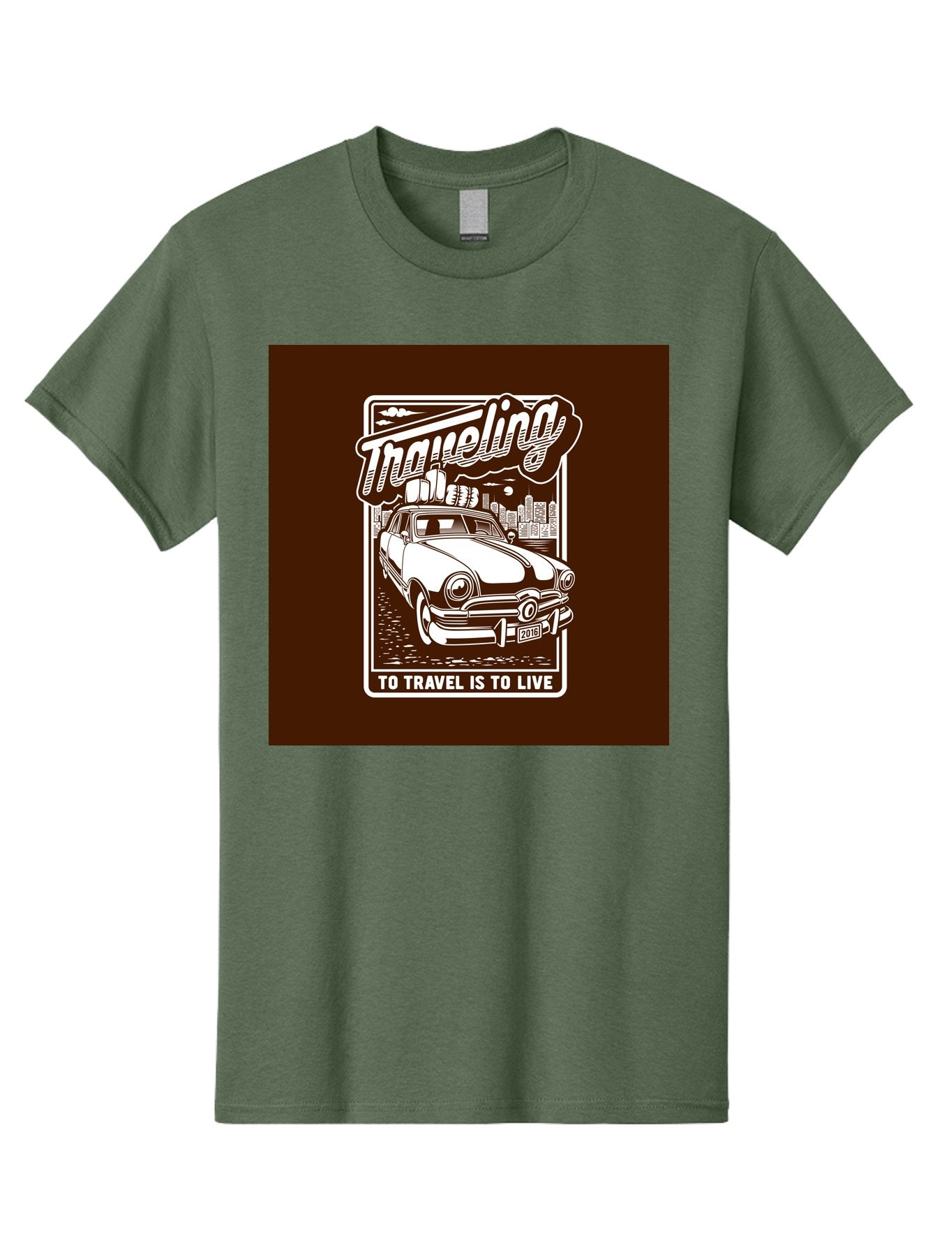 Traveling Men'S Graphic Tee, 100% Cotton, Comfortable Casual Summer Wear, Machine Washable, Vintage Car, Travel, Adventure, Classic Automobile, Cityscape, Road Trip, Exploration, Wanderlust, Traveling, To Travel Is To Live Aab490 11
