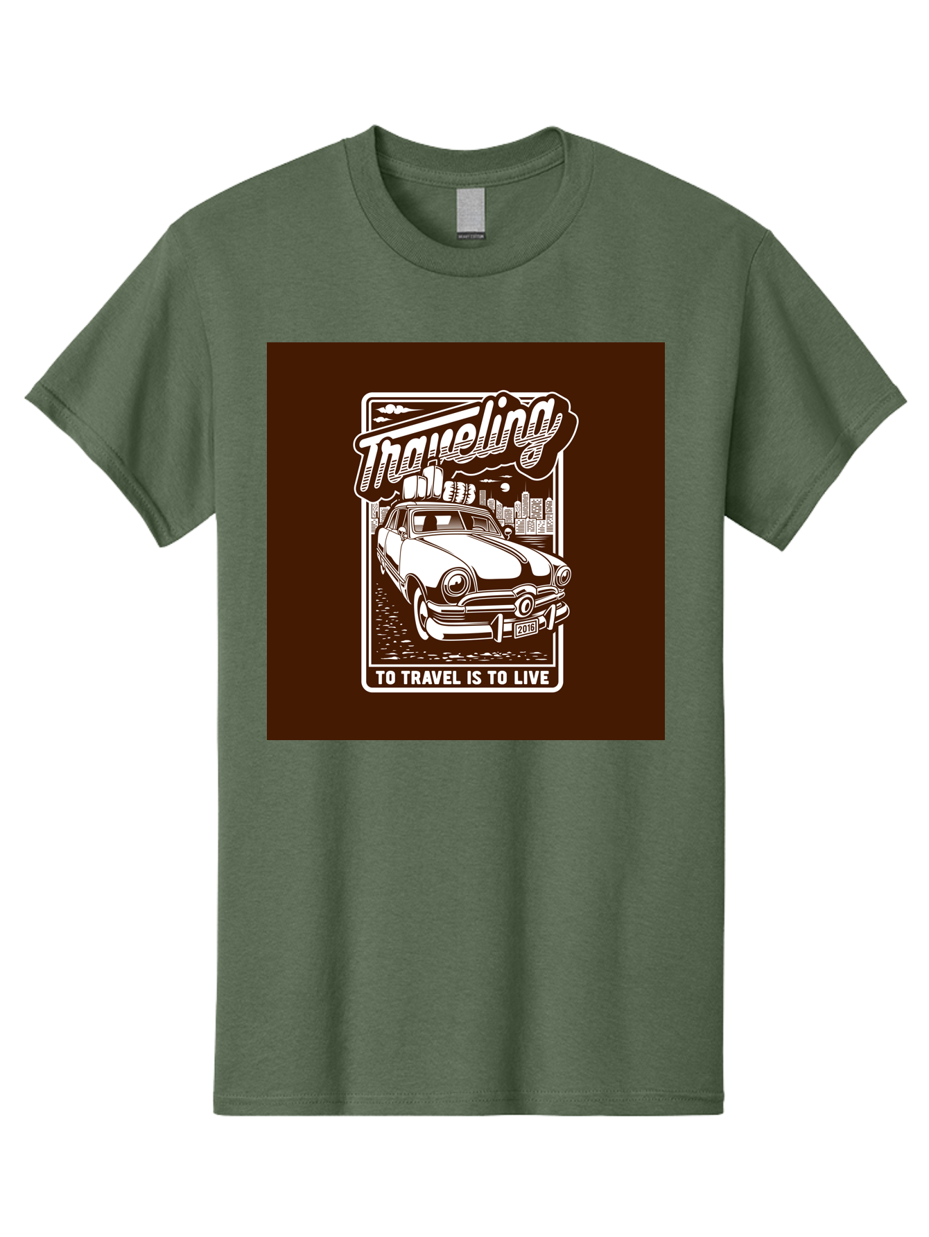 Traveling Men'S Graphic Tee, 100% Cotton, Comfortable Casual Summer Wear, Machine Washable, Vintage Car, Travel, Adventure, Classic Automobile, Cityscape, Road Trip, Exploration, Wanderlust, Traveling, To Travel Is To Live Aab490 15