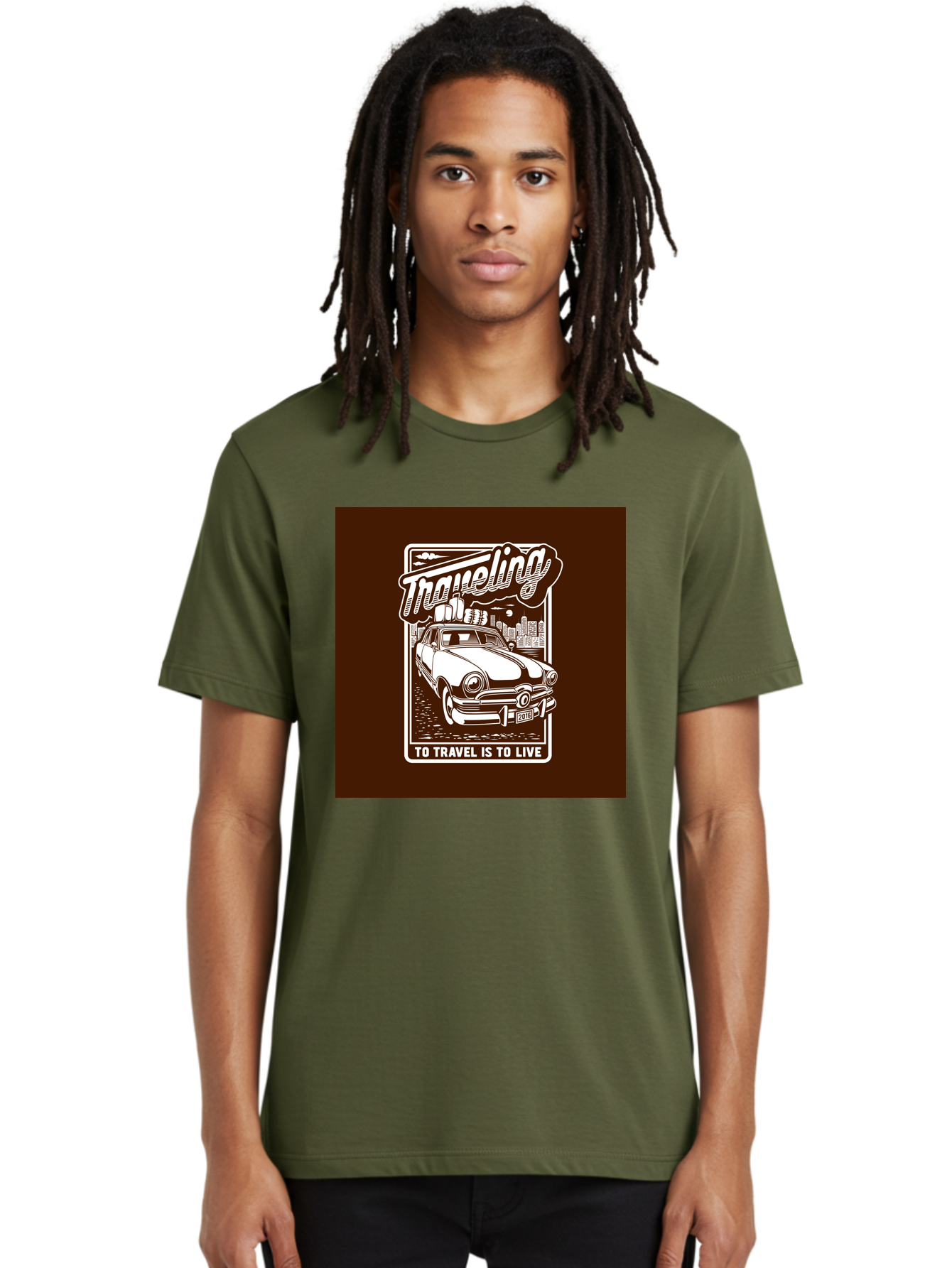 Traveling Men'S Graphic Tee, 100% Cotton, Comfortable Casual Summer Wear, Machine Washable, Vintage Car, Travel, Adventure, Classic Automobile, Cityscape, Road Trip, Exploration, Wanderlust, Traveling, To Travel Is To Live Aab490 16