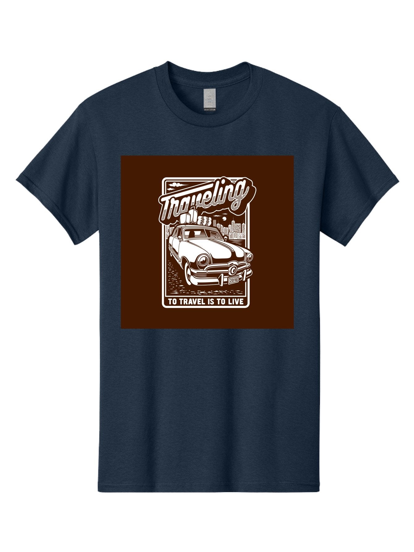 Traveling Men'S Graphic Tee, 100% Cotton, Comfortable Casual Summer Wear, Machine Washable, Vintage Car, Travel, Adventure, Classic Automobile, Cityscape, Road Trip, Exploration, Wanderlust, Traveling, To Travel Is To Live Aab490 15